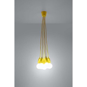 etc-shop Pendelleuchte, Leuchtmittel nicht inklusive, Pendelleuchte Deckenleuchte Gelb 5-flammig PVC H 90 cm Esszimmer