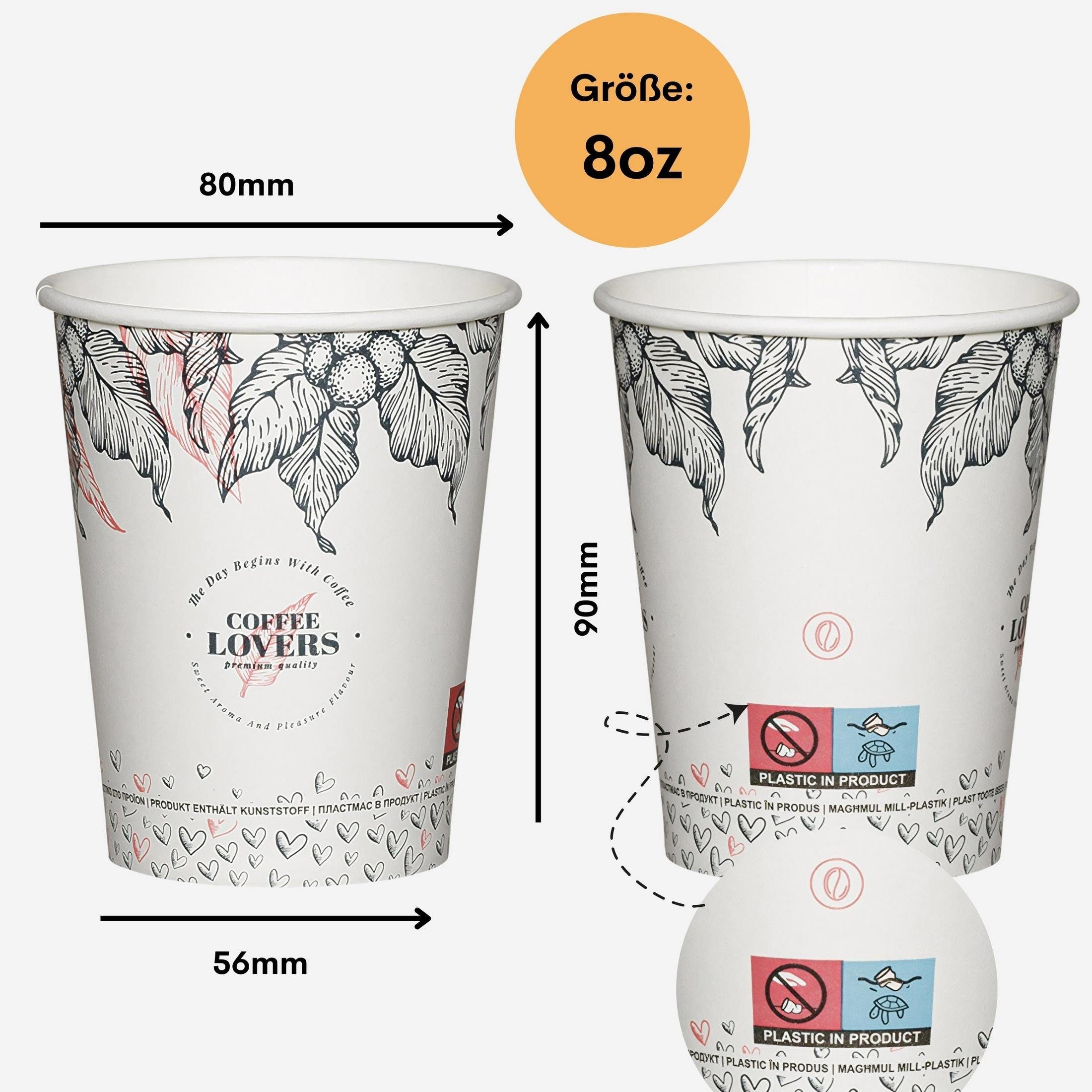 Go 100 Intertan Coffee-to-go-Becher Kaffeebecher Pappe -1922- COFFEE LOVERS Pappe To 240ml,