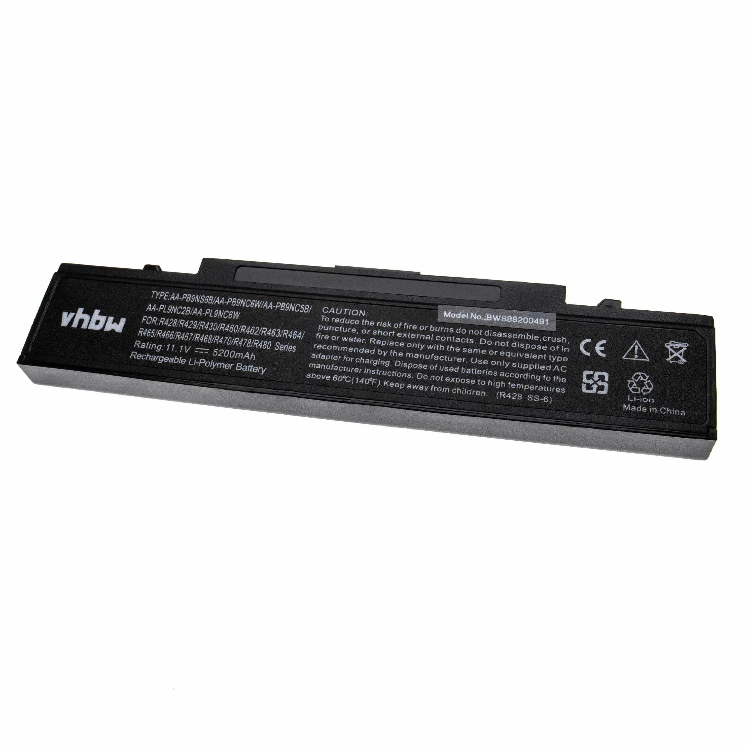 vhbw Akku passend für Samsung R540E, R540I, R540-JA02, R518, R517, R522, Laptop-Akku Akku Li-Ion 5200 mAh (11,1 V), Leistungsfähiger Austausch-Akku für Notebook, Wiederaufladbar, Jede