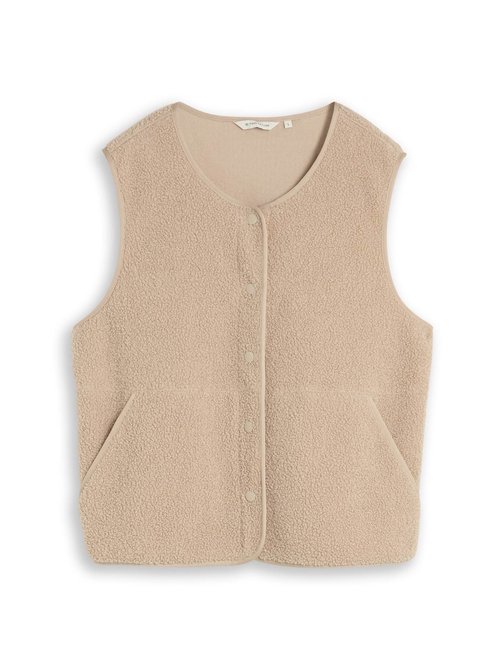 TOM TAILOR Sweatshirt Strick & Sweatshirts Boxy Fit Teddy Weste mit Taschen