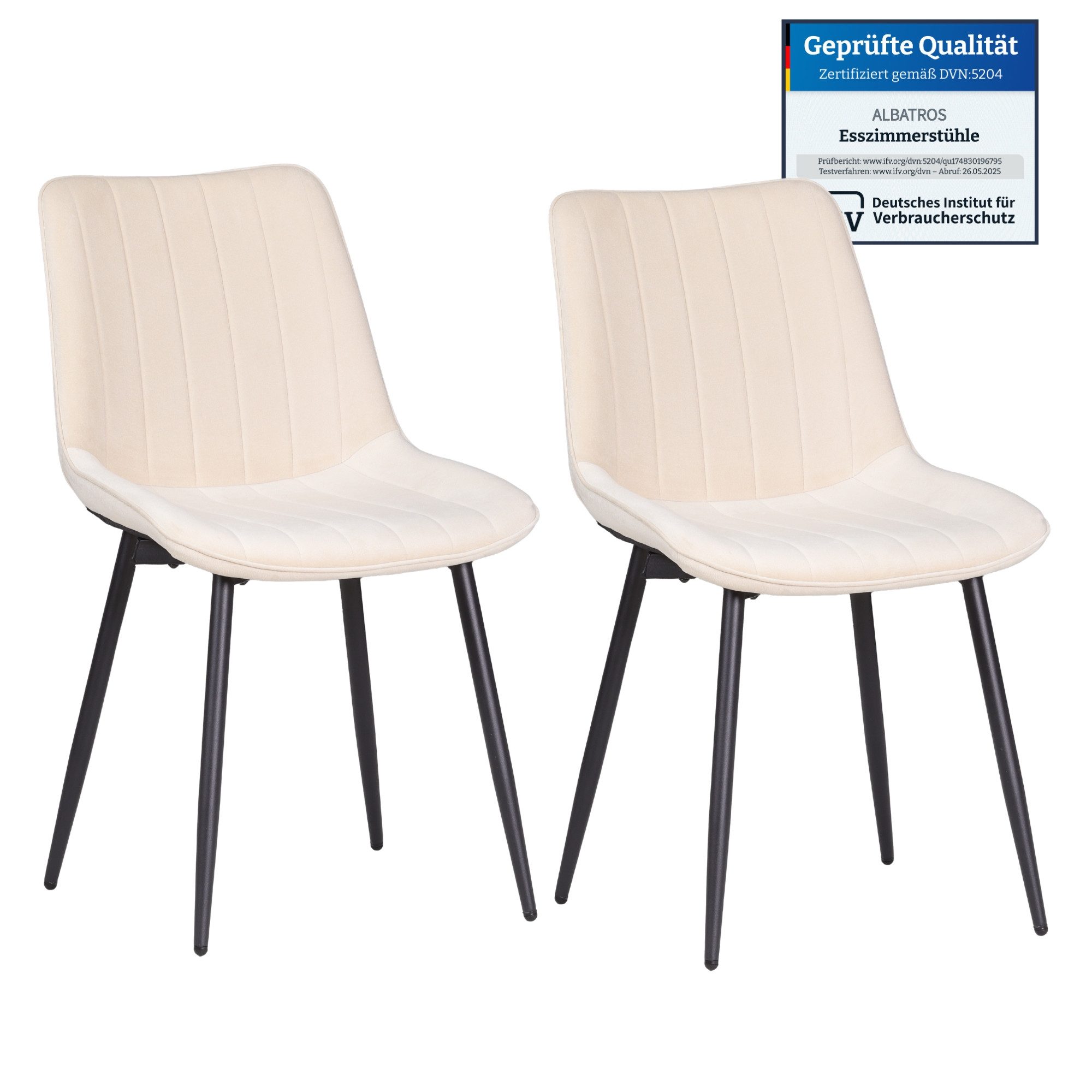 Albatros International Esszimmerstuhl BOSA Samtstuhl Beige günstig online kaufen