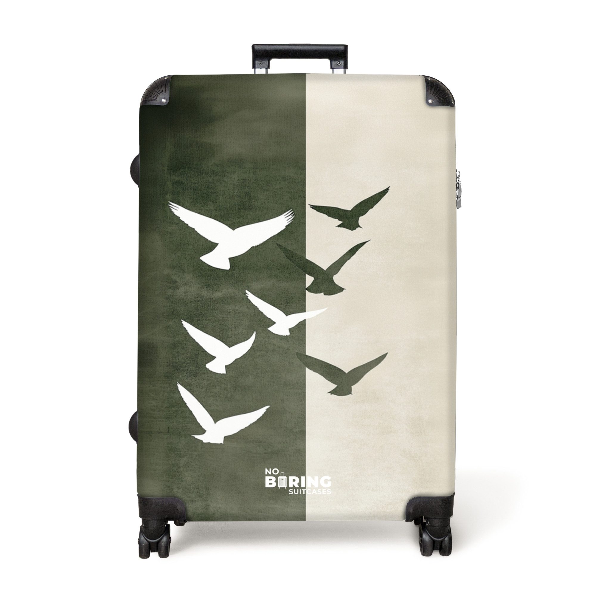 NoBoringSuitcases.com© Hartschalen-Trolley Vögel mit grünem und günstig online kaufen