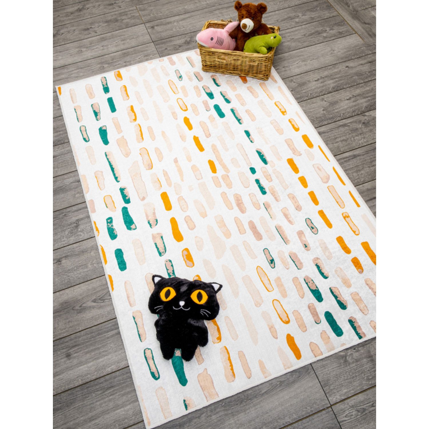 Jungengel Teppich Premium Kinderteppich Gestreift Läufer Kinderzimmer Hobbyzimmer Uni, Rechteckig, Höhe: 8 mm, Waschbar 30°C, Saugroboterkomform, Fußbodenheizungsgeeignet, 8xGrößen