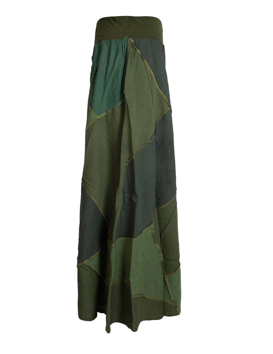 Vishes Maxirock Langer weiter Patchwork-Rock handgewebte Baumwolle Hippie, Goa, Festival Style