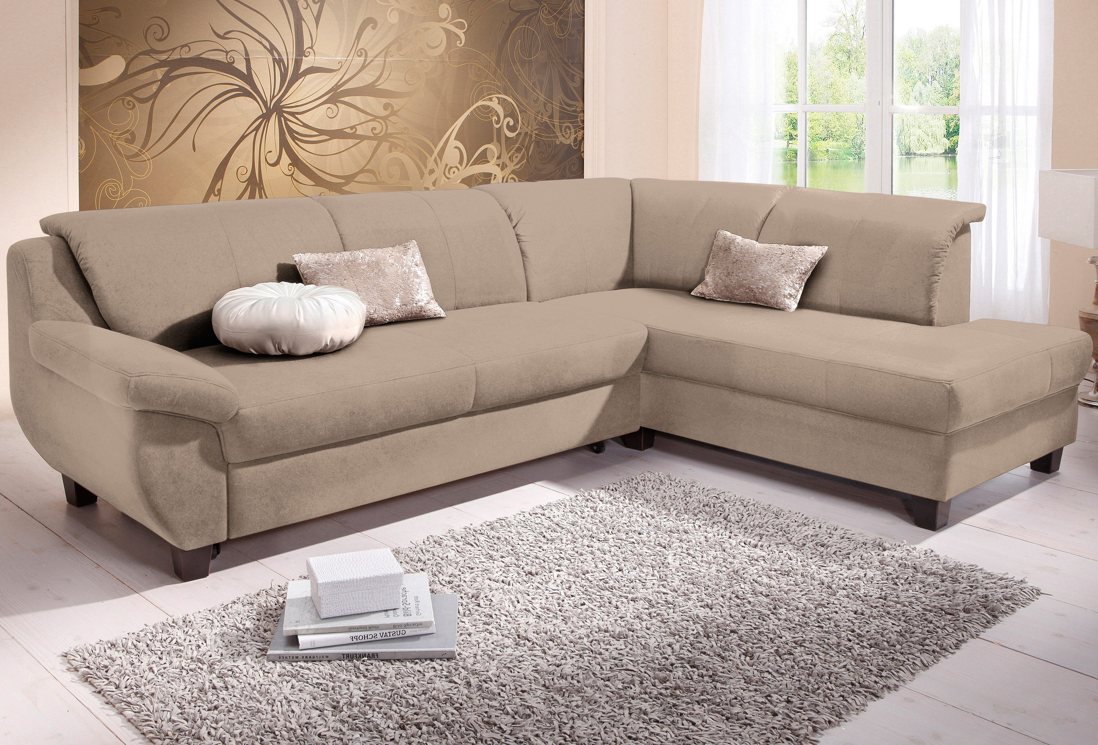 Home affaire Ecksofa Yesterday L-Form, B/T: 254/186 cm, belastbar bis 140kg/ Sitz, Microfaser, natur