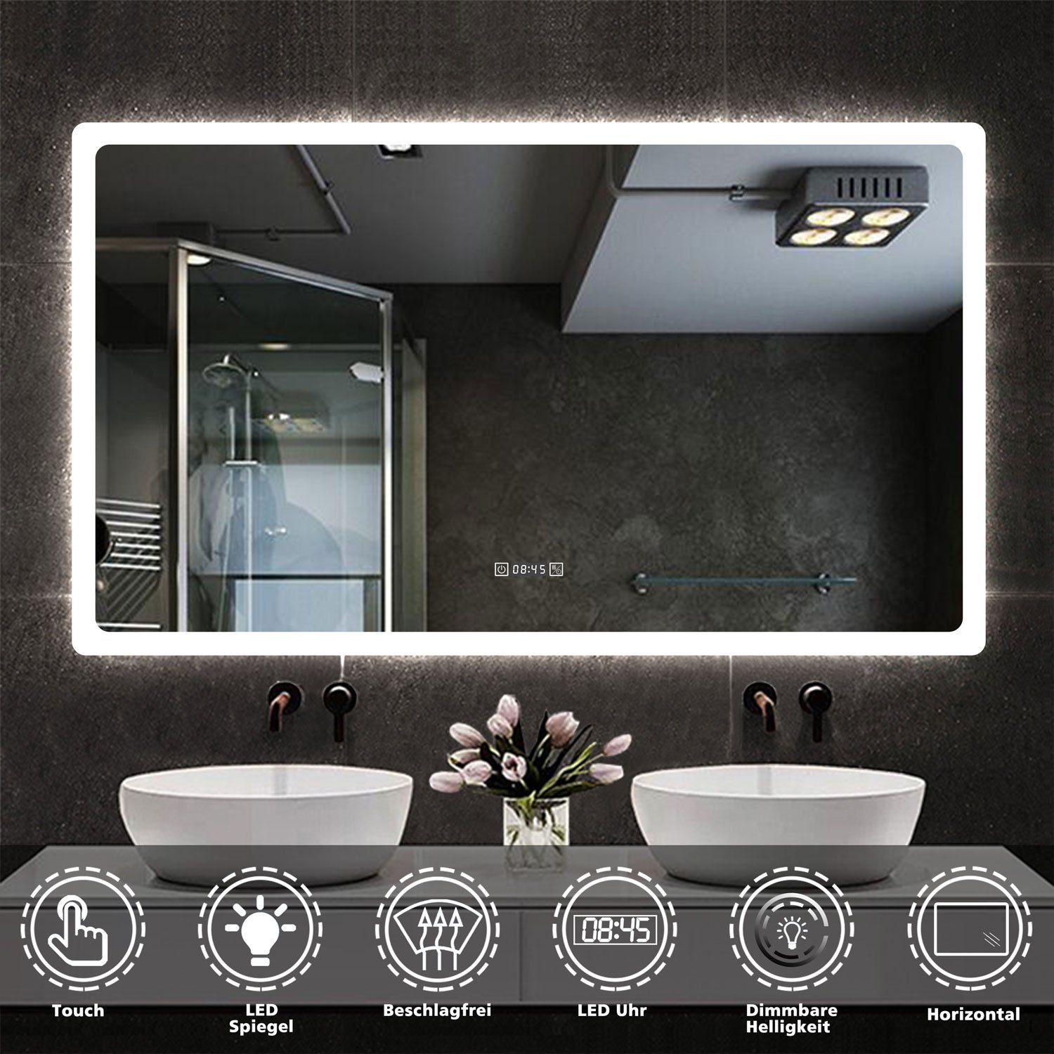 duschspa Badspiegel Wandspiegel Badezimmerspiegel mit LED günstig online kaufen