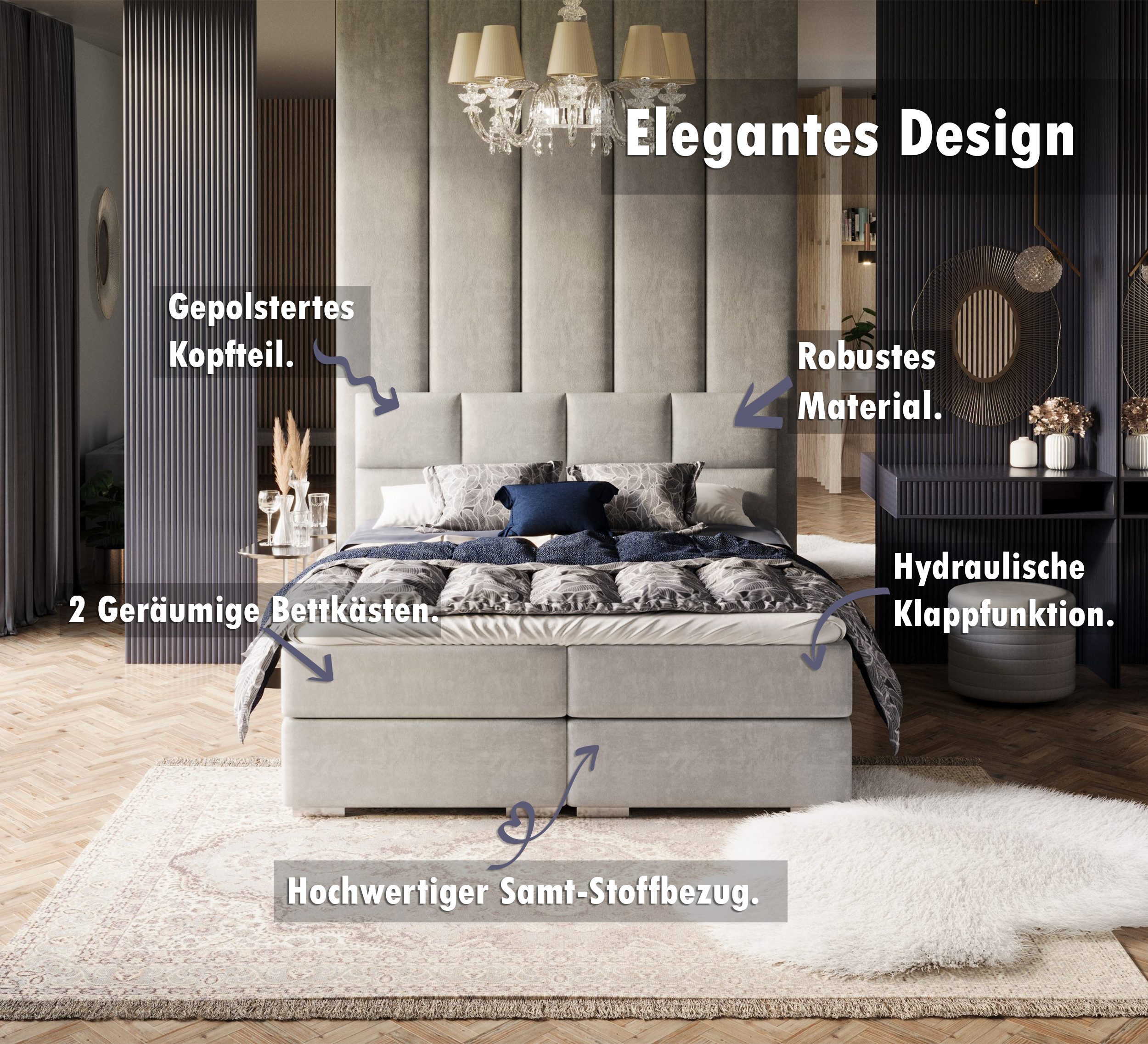 FDM Boxspringbett Polsterbett Stauraumbett Bettgestell 140x200, günstig online kaufen