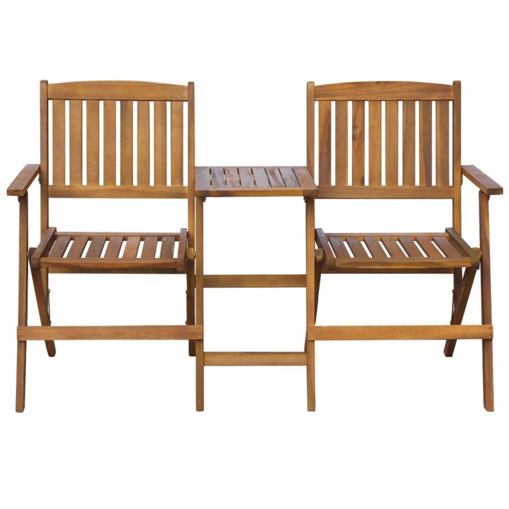 vidaXL Gartenbank Gartenbank Klappbar mit Teetisch 140 cm Massivholz (2-St)