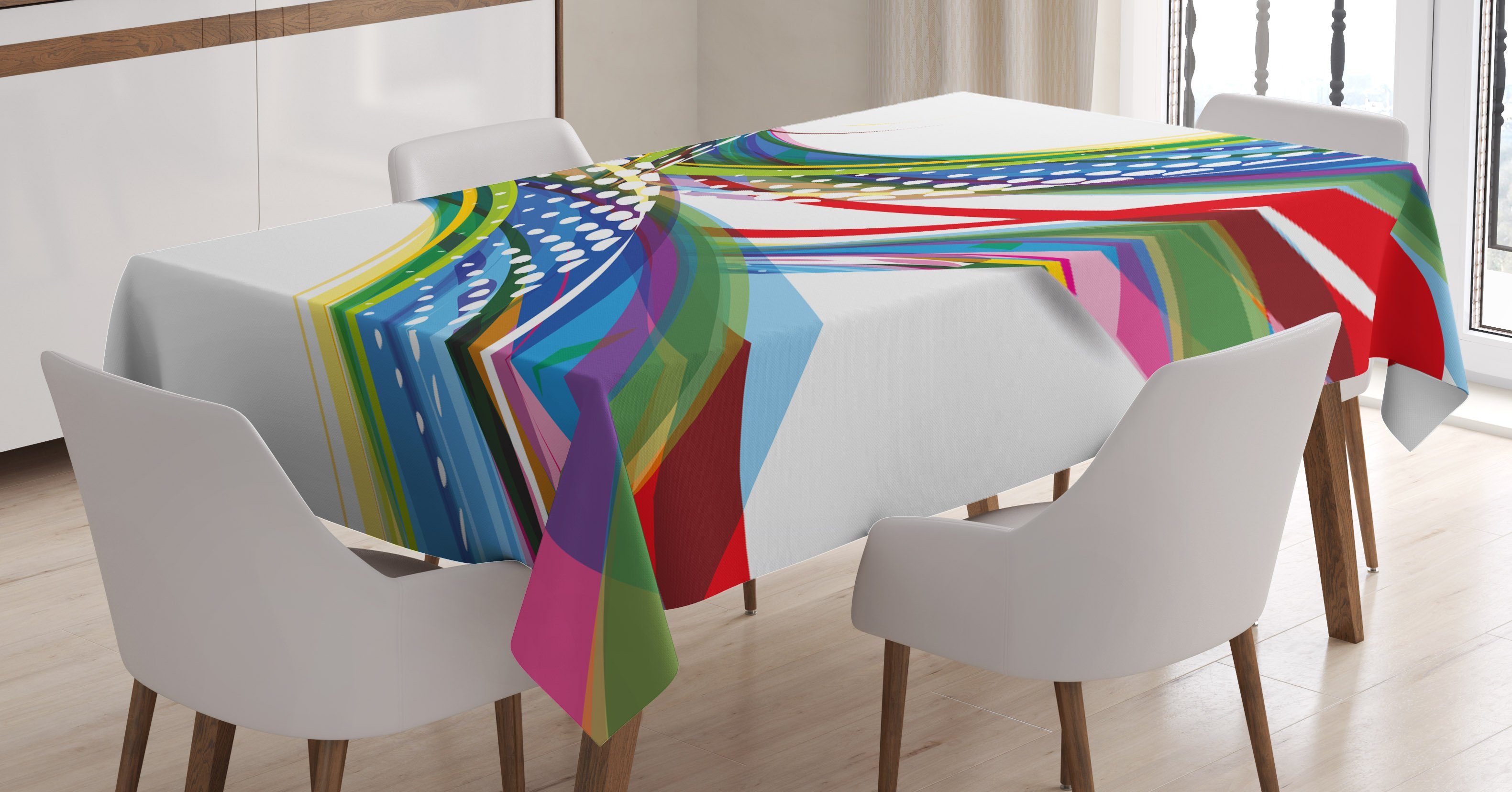 Wave Farben, Farbfest Bunt Ombre Bereich Abstract Abakuhaus den Waschbar Tischdecke Außen geeignet Für Klare