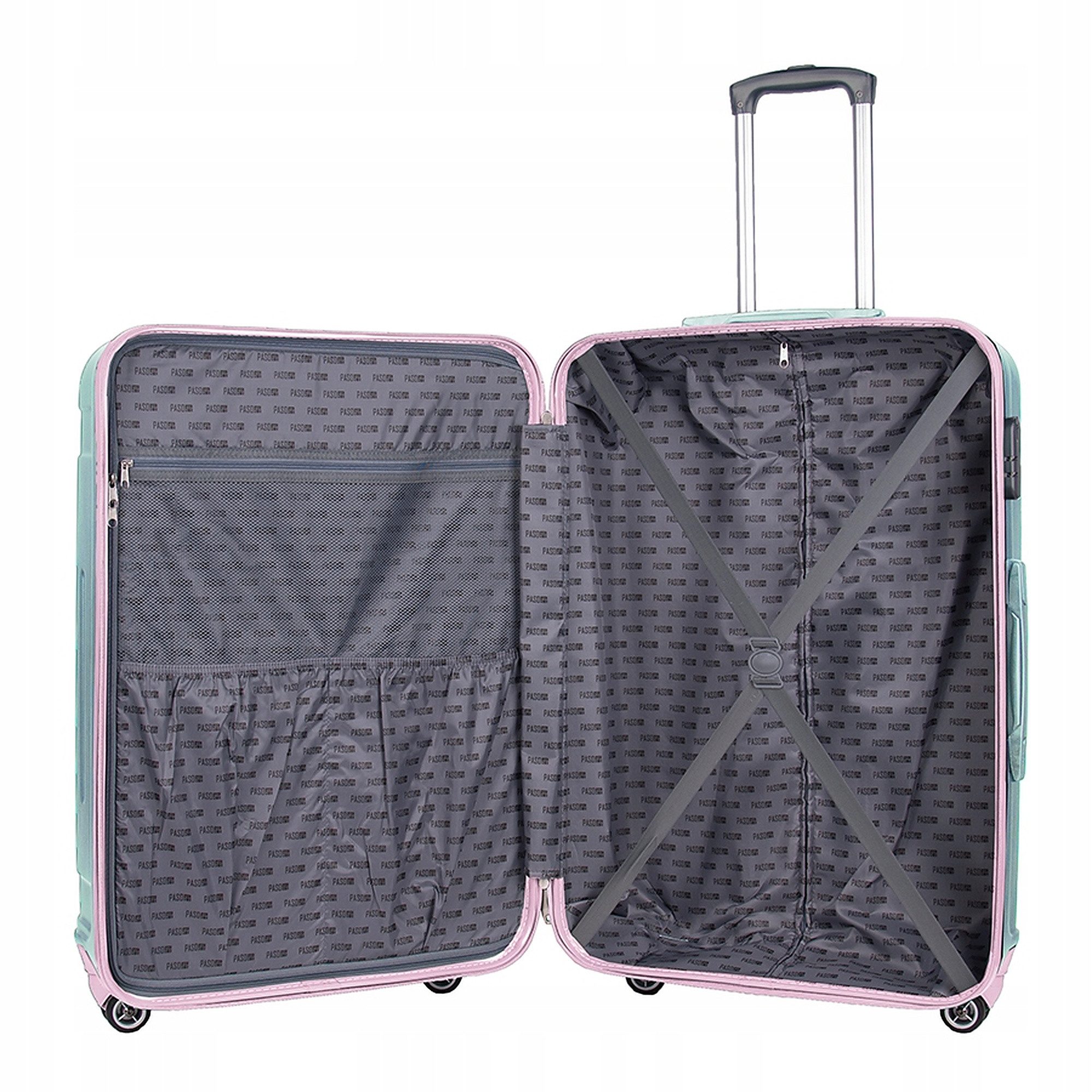 PASO Koffer Reisekoffer 65x41x25 cm leicht 3,5 kg ideal für 1 Woche, Hartschalenkoffer Mintgrün Mittelgroß 65L ABS 4 Rollen TSA – Bild 3 von 5