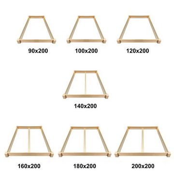 LIEGEWERK Massivholzbett Bodentiefes Designbett Bett Holz Holzbett Massivholz natur