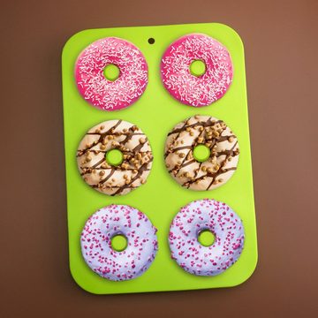 PRECORN Donutform Lebensmittelechte Silikon Donut Form Backen Antihaft faltbar Backform, (2-tlg)