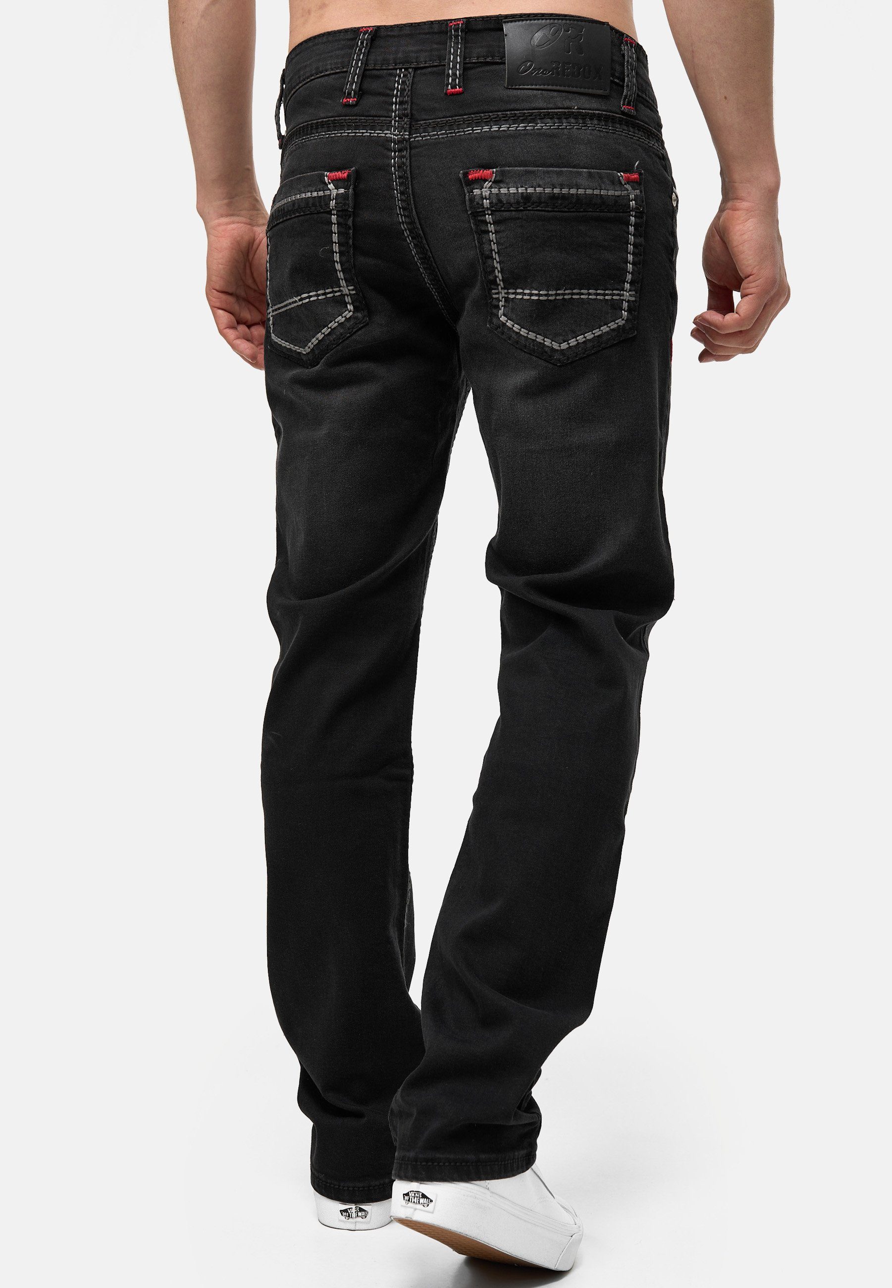 Schwarz Herren Code47 3337 Code47 Jeans Regular-fit-Jeans Modell
