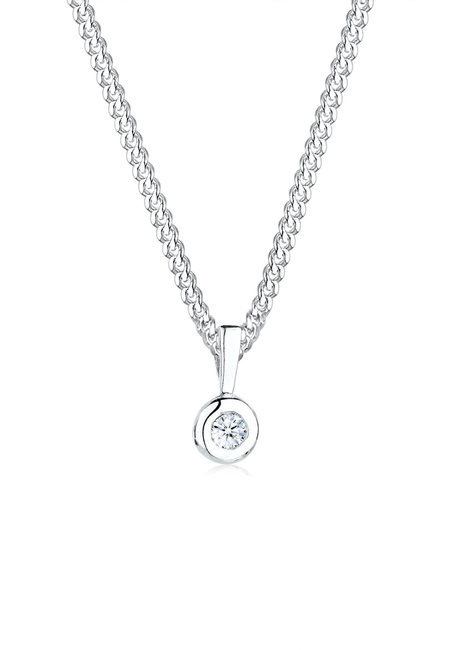 Elli DIAMONDS Collierkettchen Solitär Diamant Brillantschliff (0.03 ct) 925 Sterling Silber