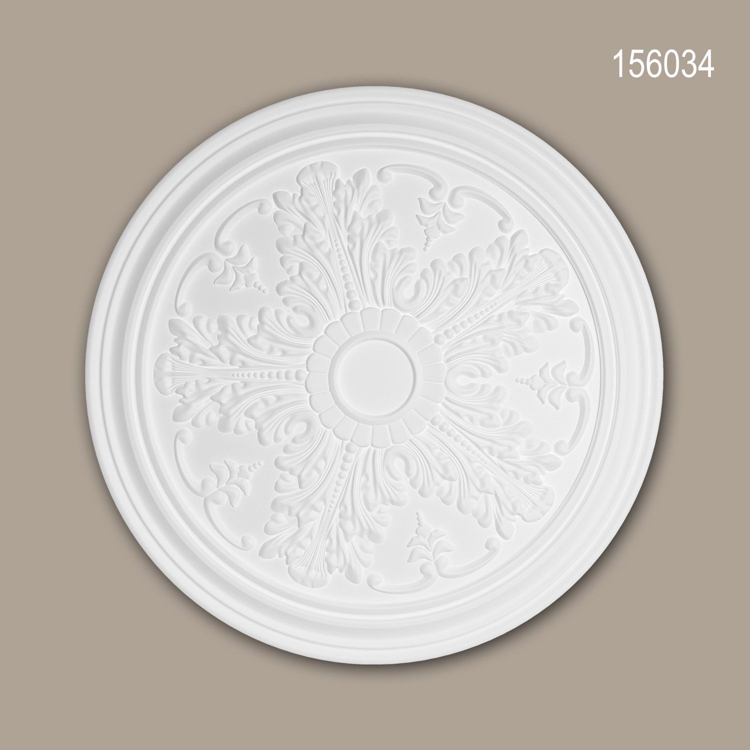 Profhome Decken-Rosette 156034 (Rosette, 1 St., Deckenrosette, Medallion, Stuckrosette, Deckenelement, Zierelement, Durchmesser 51,2 cm), weiß, vorgrundiert, Stil: Neo-Klassizismus