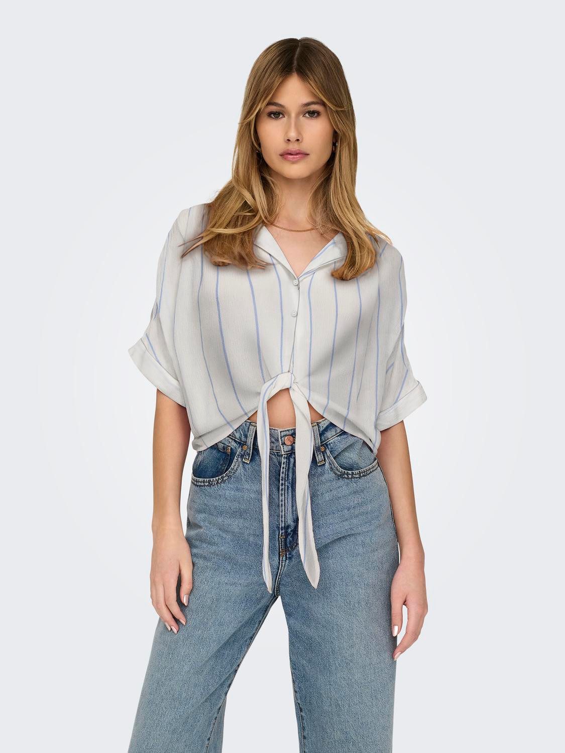 ONLY Kurzarmbluse ONLPAULA LIFE S/S TIE SHIRT WVN NOOS Viskose, regular fit