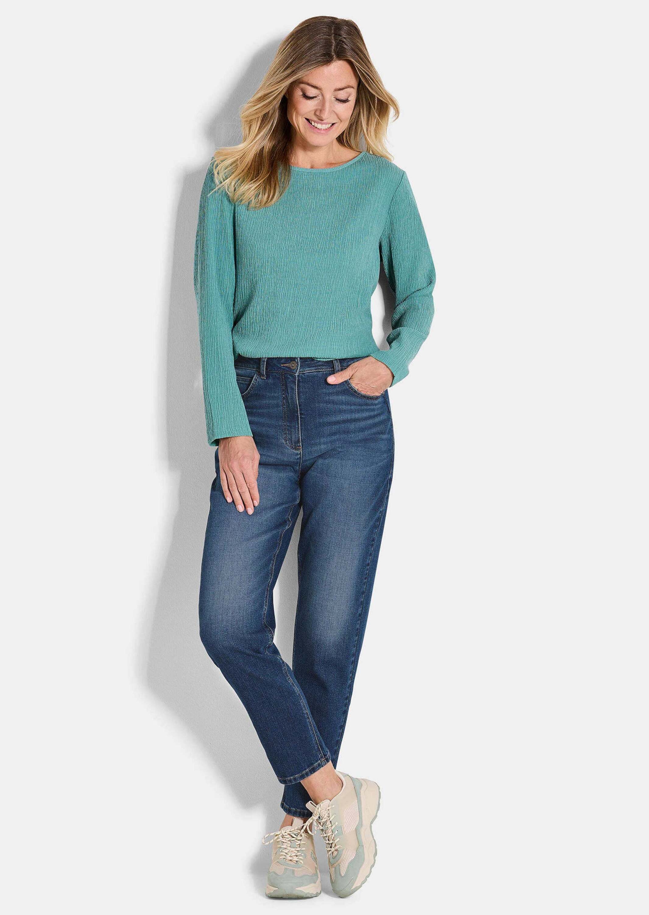 GOLDNER 5-Pocket-Jeans Baumwoll-Stretch Mom Jeans SARA Lange bequeme Jeans günstig online kaufen