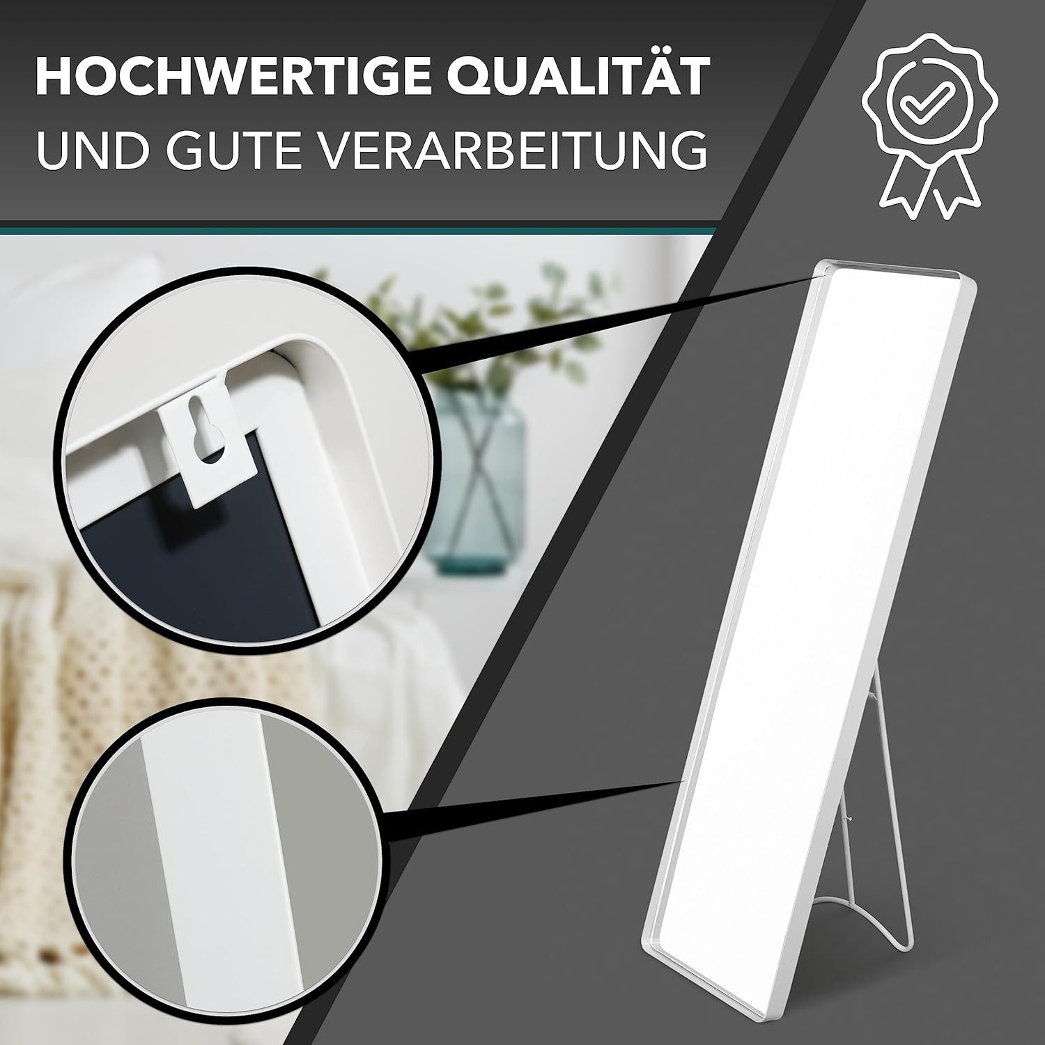 INtrenDU Standspiegel Garderobenspiegel Ganzkörperspiegel weiss 115 günstig online kaufen