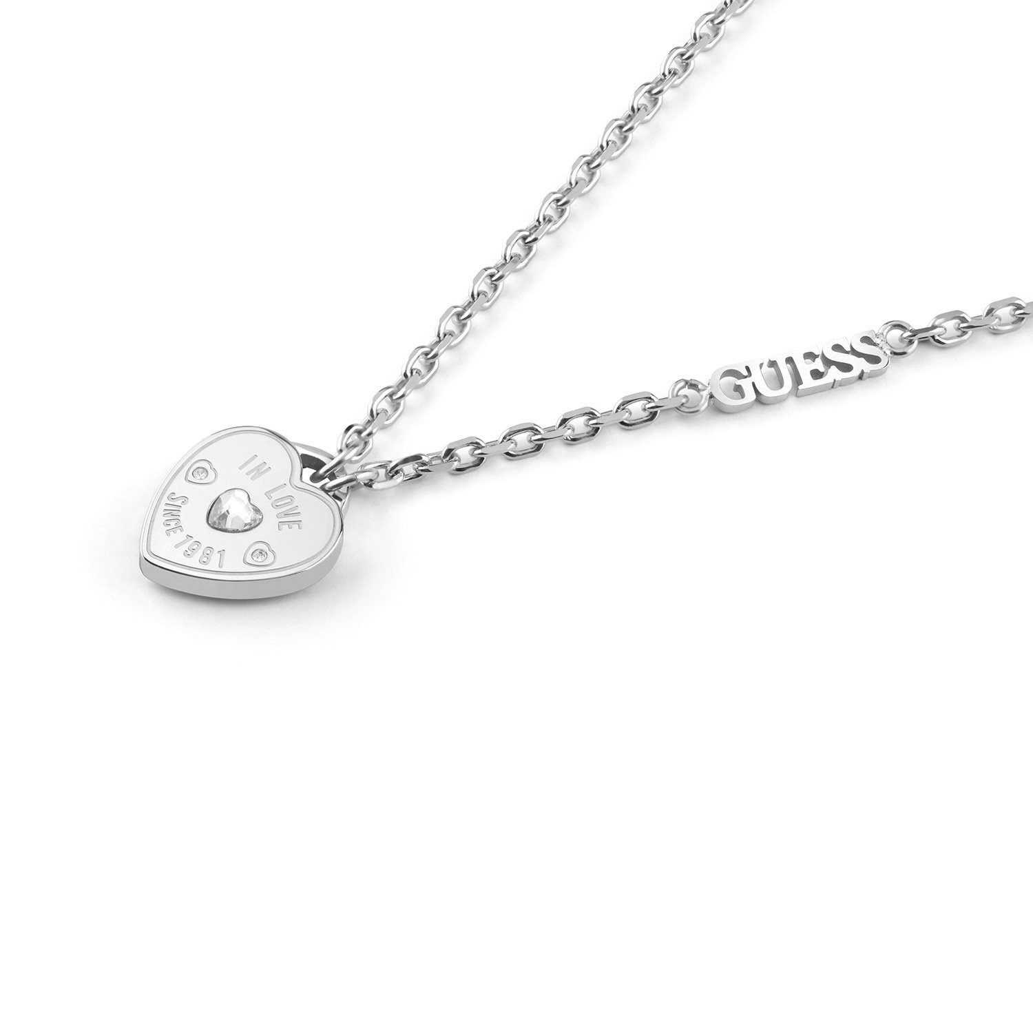Guess Edelstahlarmband JUBB05057JWRHS, Damen-Armband Heart Charm S