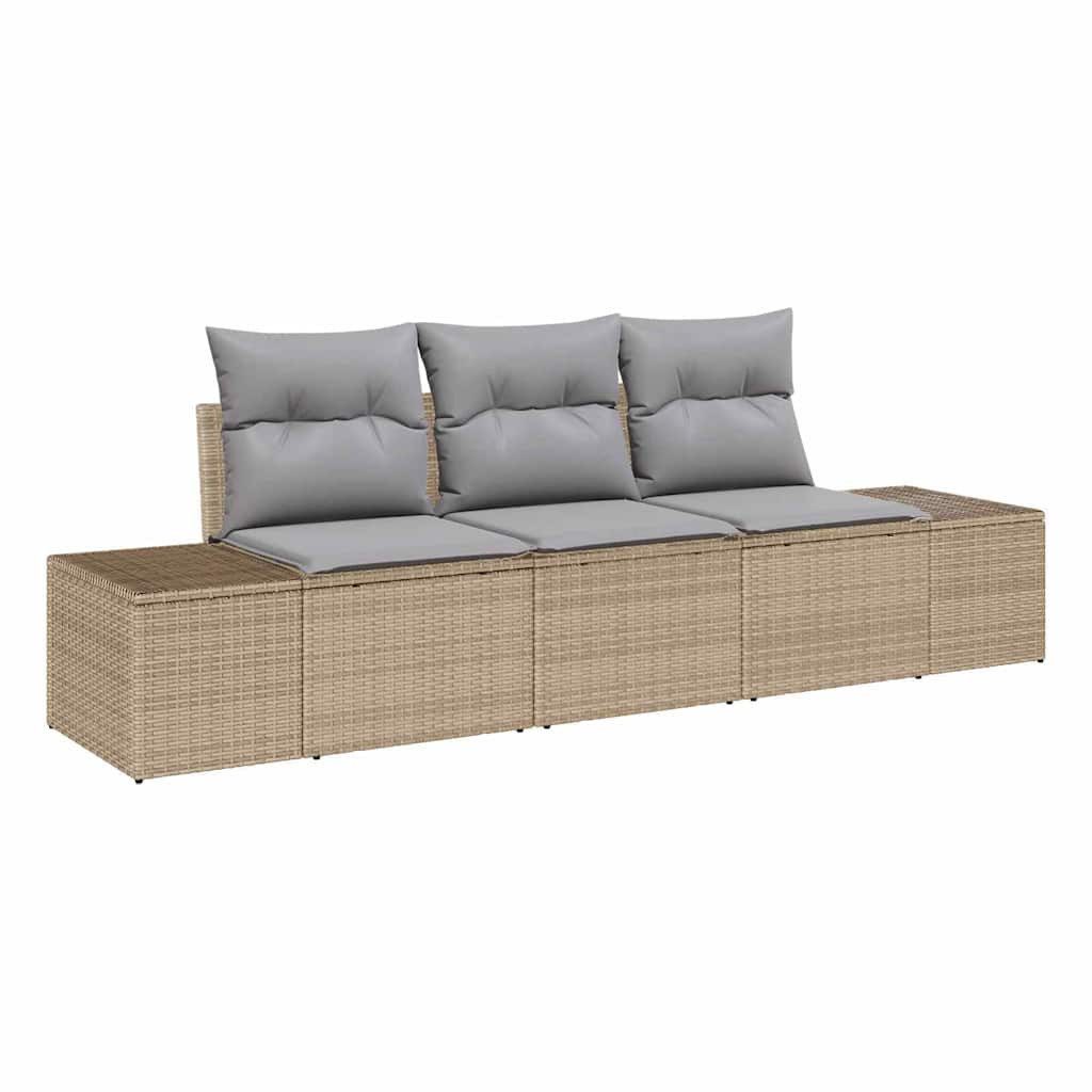 vidaXL Loungesofa Gartensofa-set 3 pcs Beige und Hellgrau Poly-Rattan, 3 Teile