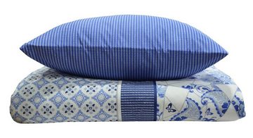 Bettwäsche Wendebettwäsche, Bettbezug-Set, Buymax, 100% Baumwolle Renforce, 2 teilig, 135x200 cm, Reißverschluss, hochwertig, Blau, Weiß