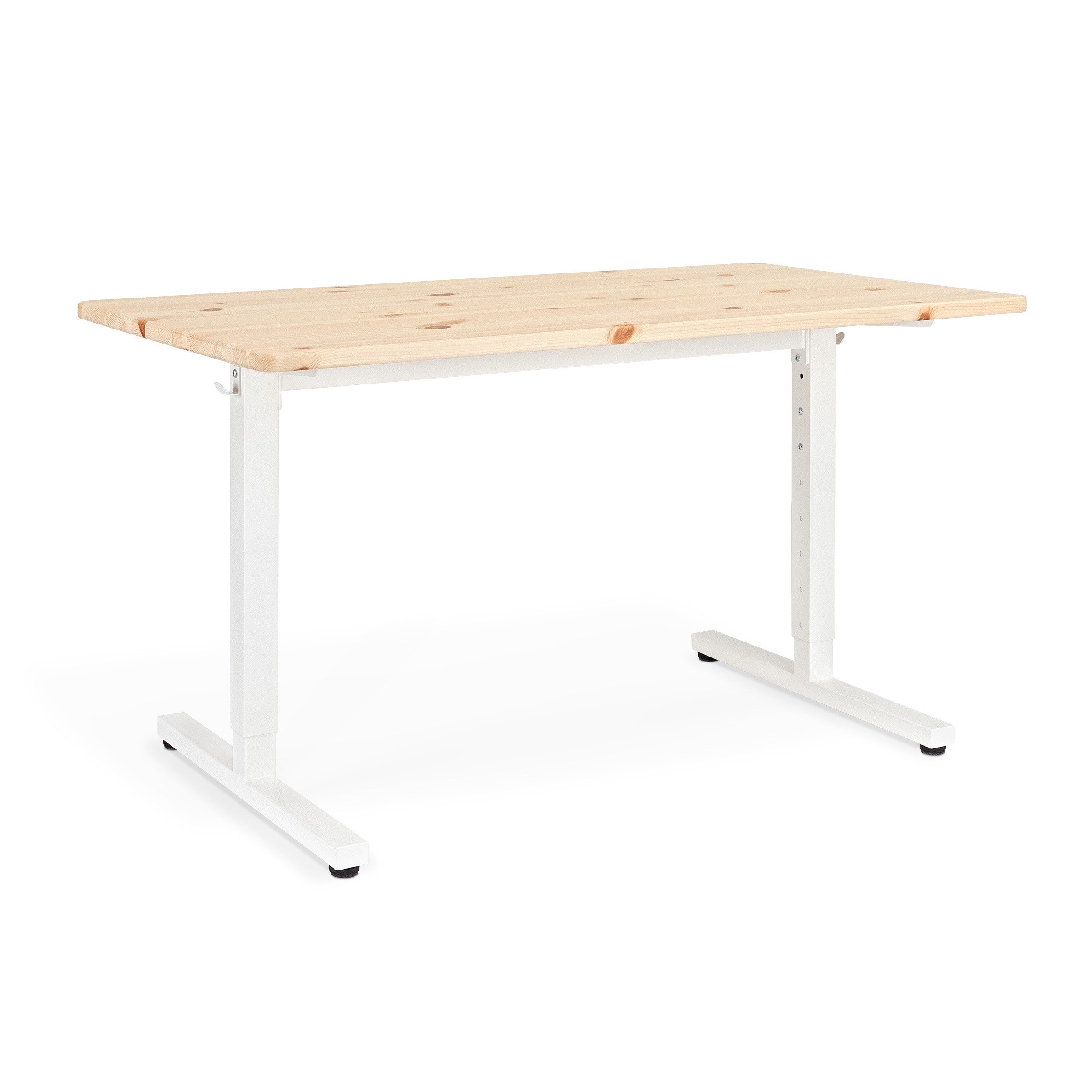 Ehrenkind Schreibtisch höhenverstellbar für Kinder und Erwachsene (mit Massivholzplatte & Stahlgestell, langlebig, Holzplatte aus massivem Kiefernholz), mitwachsend & zeitlos