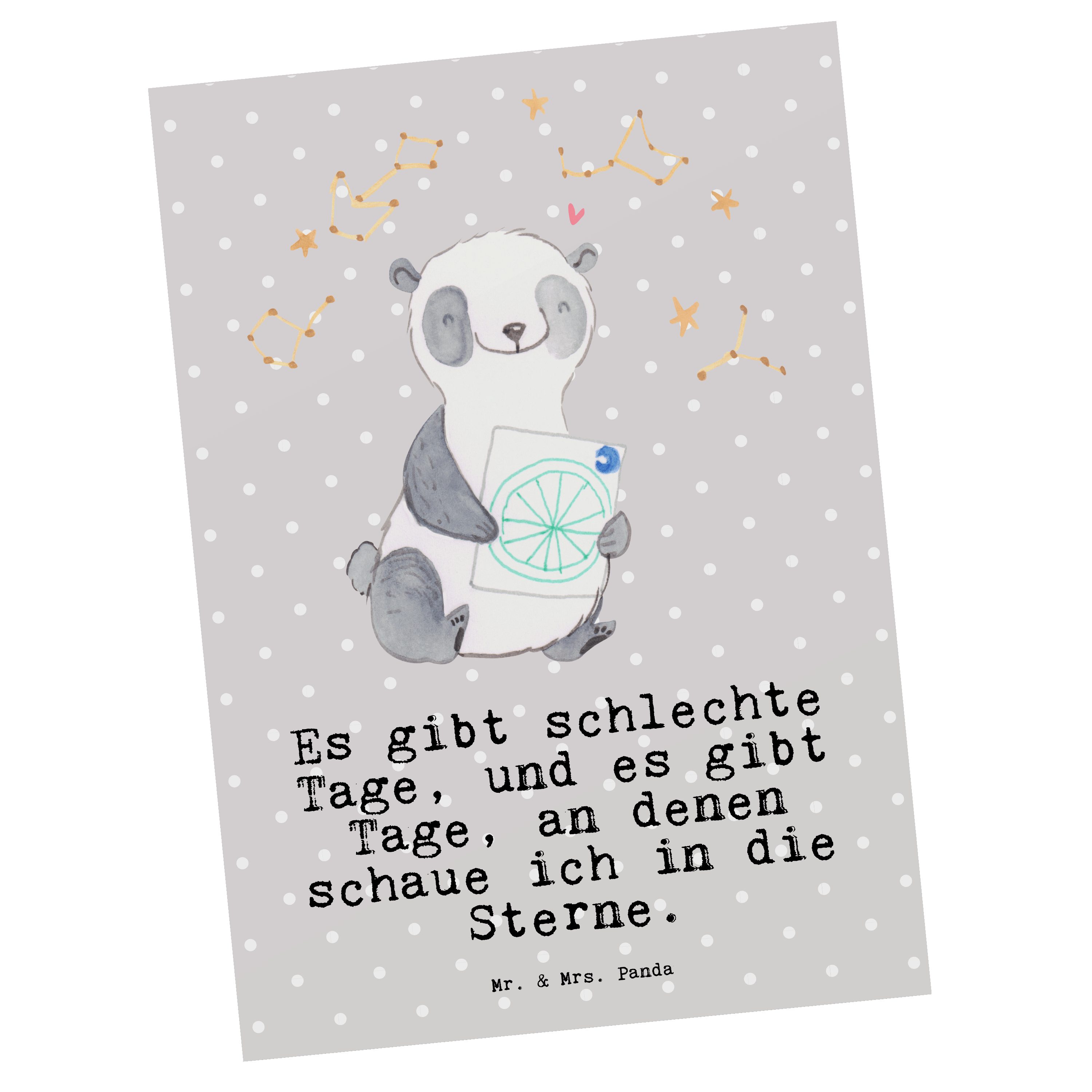 Panda Postkarte Einladung Mrs. Grau Panda Astrologie - - Geschenk, Pastell & Tage Mr. Horoskop,
