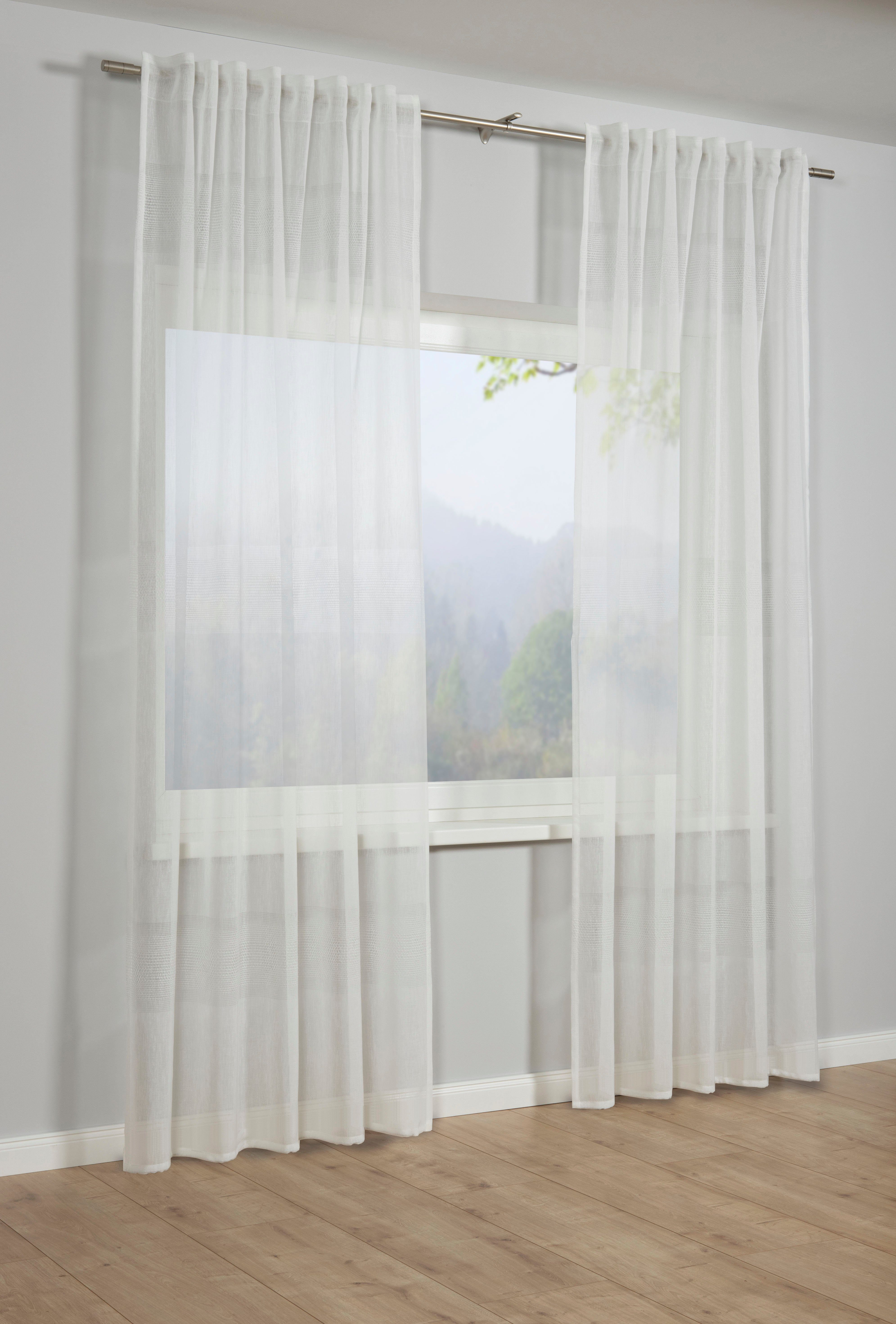 Gardine Schal mit Gardinenband Etamine, Stoff St), (1 Schlaufen GARDINIA, verdeckte natur Etamine blickdicht