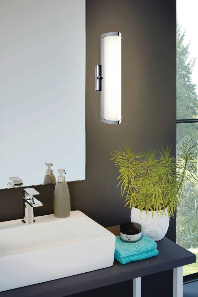 EGLO LED Wandleuchte GITA 2 Wandlampe, Chrom, weiß, IP44, Spiegelleuchte, Badezimmerlampe, LED fest integriert, Warmweiß, Feuchtraumleuchte, Badezimmer, elegant, minimalitisch