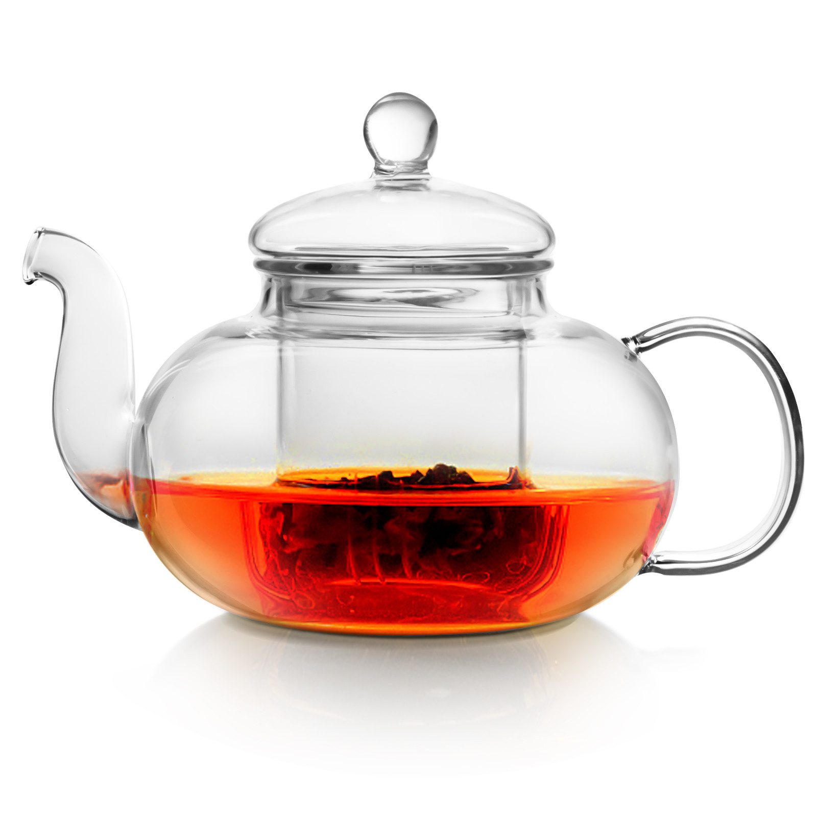 OZAVO Teekanne OZ241, 0.8 l, aus Borosilikat Glas Glaskanne 800ml Teesieb Herausnehmbaren