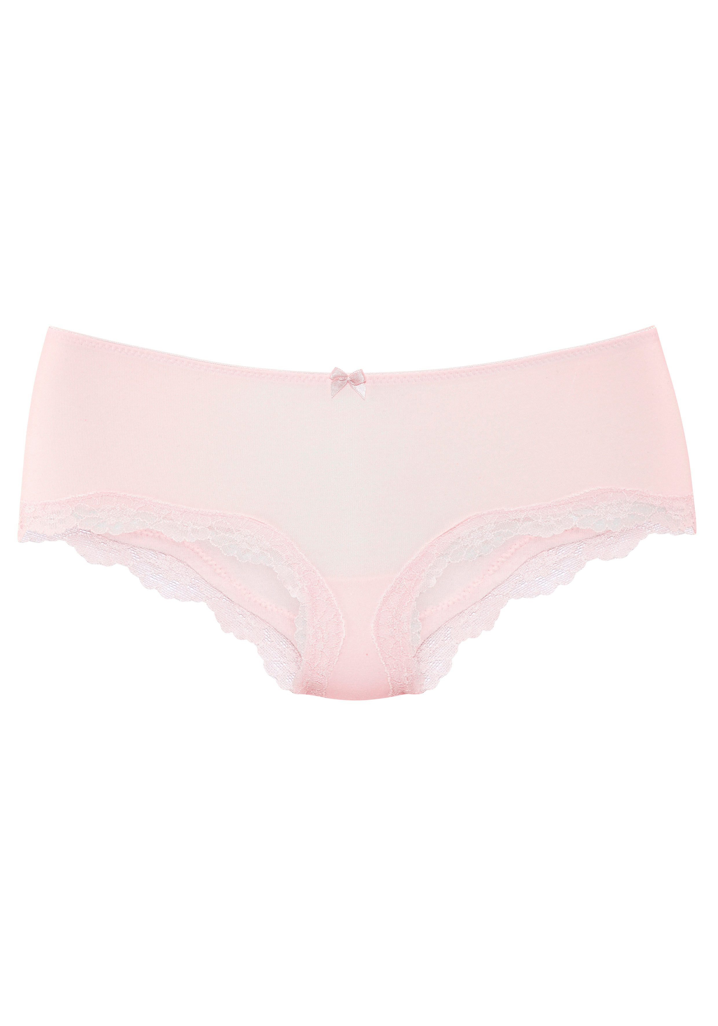 LASCANA Panty (3er-Pack) aus elastischer Baumwolle mit zarter Spitze
