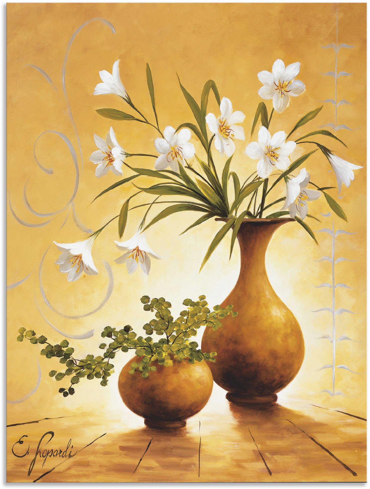 Artland Wandbild Italienische Blumen St), in Wandaufkleber Leinwandbild, III, Vasen Größen Töpfe versch. (1 als oder Poster Alubild, 