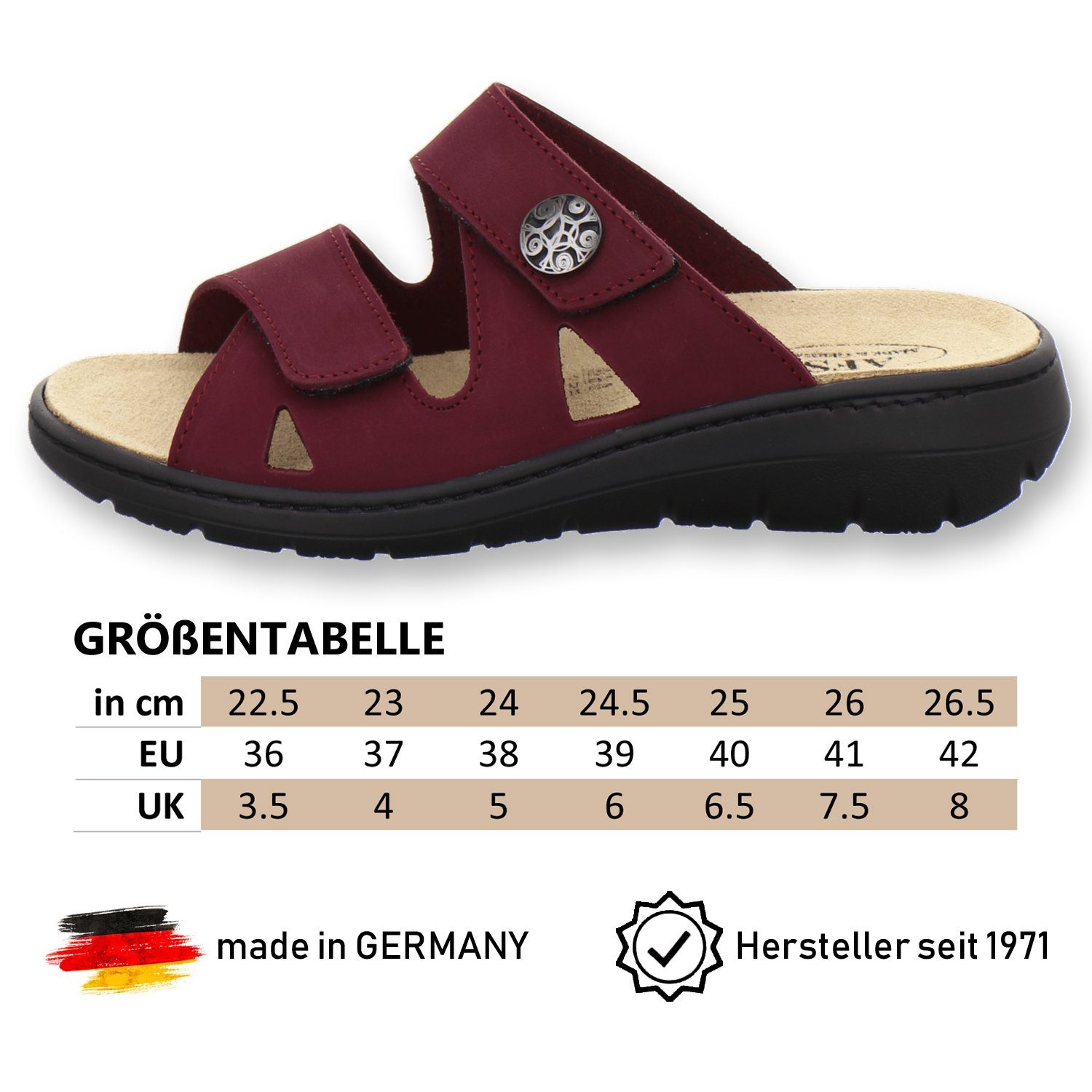 AFS-Schuhe 2808 Germany mit Made beere aus Damen Pantolette Leder Wechselfußbett, für in