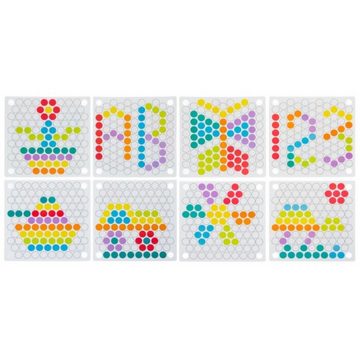 KRUZZEL Lernspielzeug Bunte Perlenholz-Puzzle-Set - Kreatives Lernspielzeug für Kinder. (Holzpuzzle-Set, Holzplanke, Schablonen, Formen, Bälle, Löffel, Zange, Stöcke), Förderung manueller Fähigkeiten und Auge-Hand-Koordination.