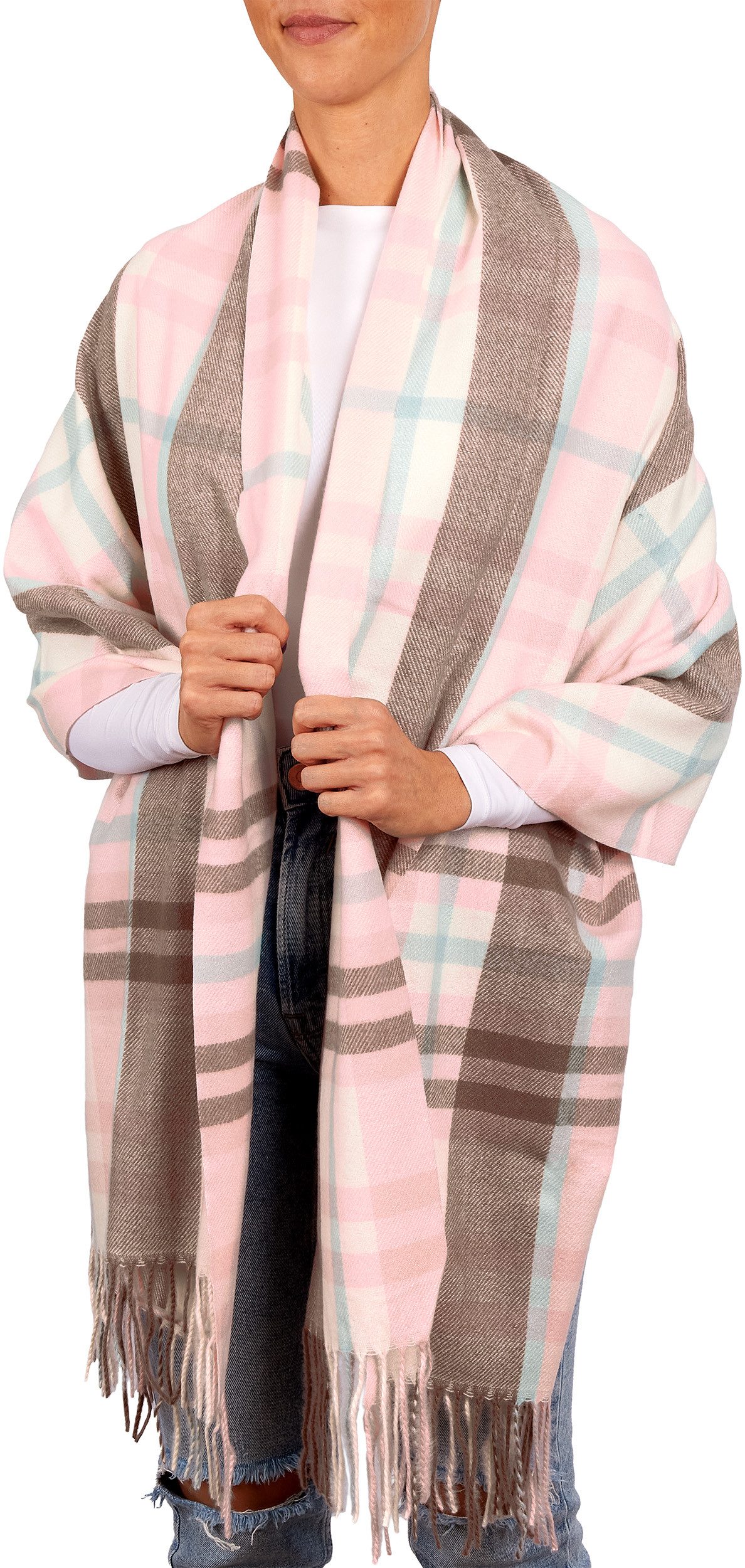 BRUBAKER Schal Cashmirillo Schal Kariert für Damen und Herren - 70 x 200 cm, (Herbstschal Winterschal mit weichem Kaschmir-Gefühl, 1-St), Warm, Kuschelig und Oversized - Damenschal für Herbst und Winter