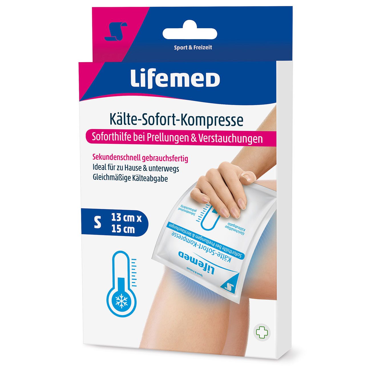 LifeMed Kühlpflaster Sofort-Kältekompresse 15x13cm, Kühlt schnell bei Sportverletzungen, 1-tlg., Einfach in der Anwendung