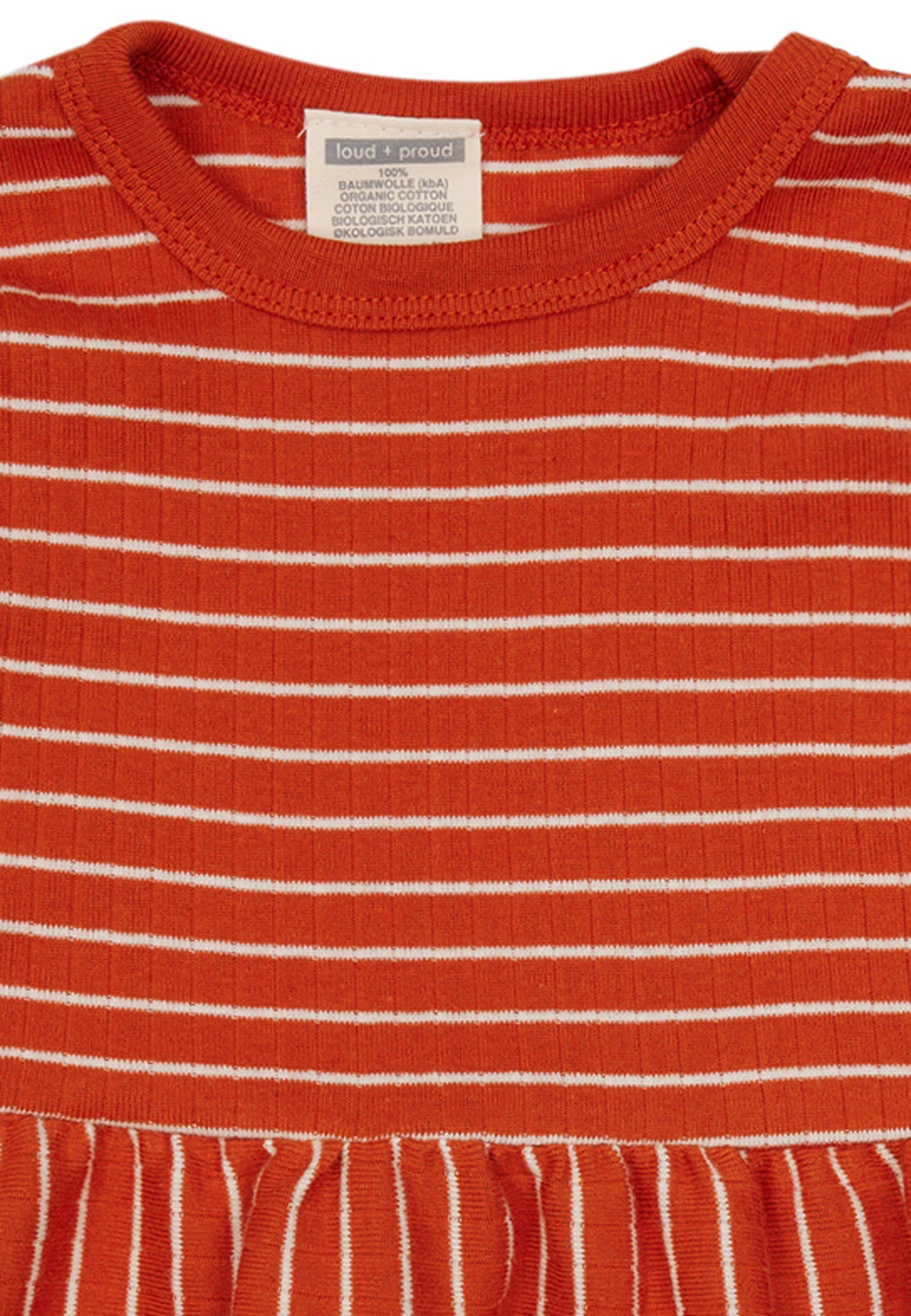 A-Linien-Kleid Ringel-Look mit zertifizierte proud loud GOTS + Bio-Baumwolle rot