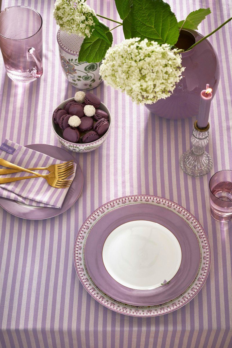 PiP Studio Speiseteller Lily&Lotus Speiseteller weiss/lila 26,5cm, Plate Lily&Lotus Uni Lilac 26.5cm