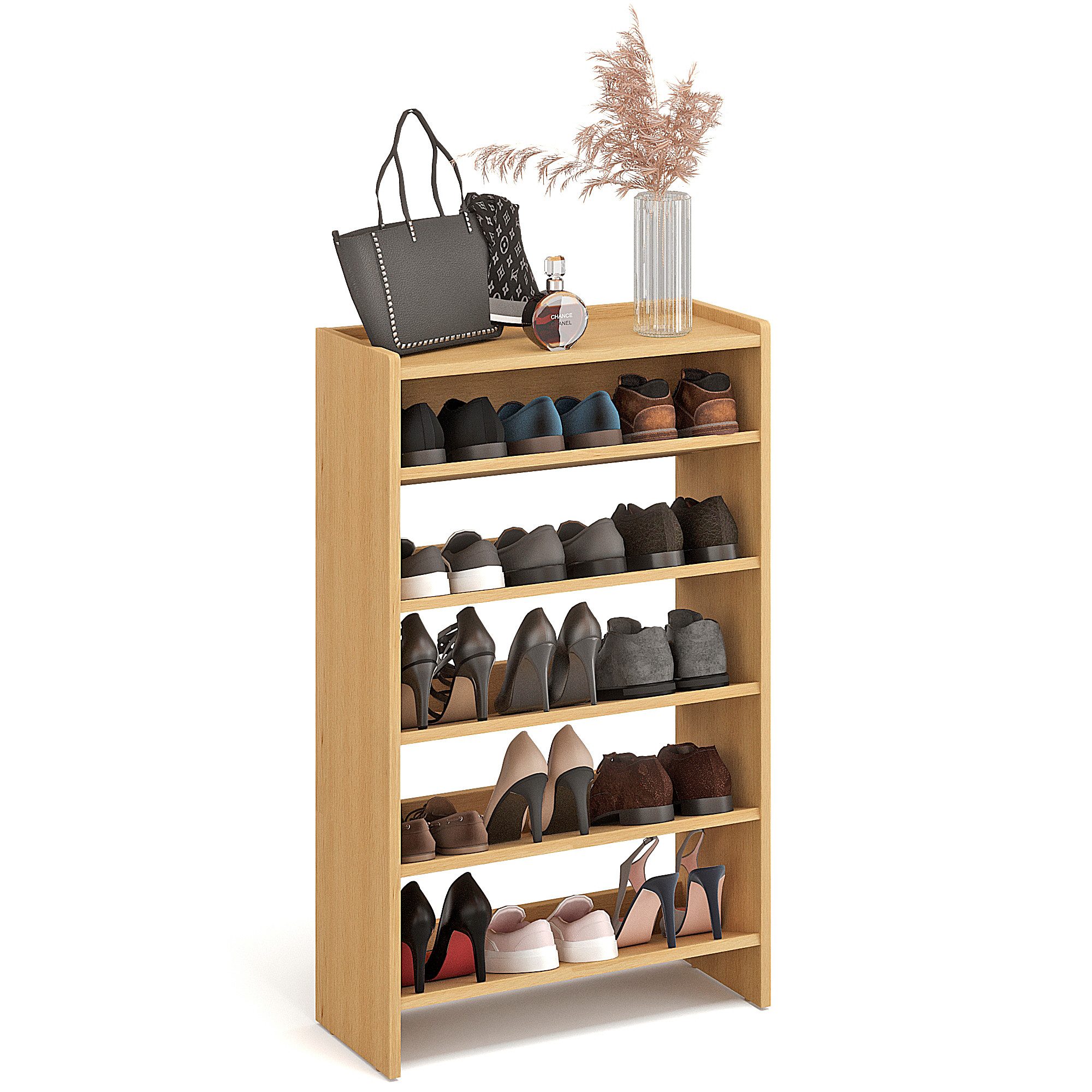 KOMTO Schuhregal Elexis 5 Schmal - Schuhablage Flur mit 5 Ebenen Offener Sc günstig online kaufen