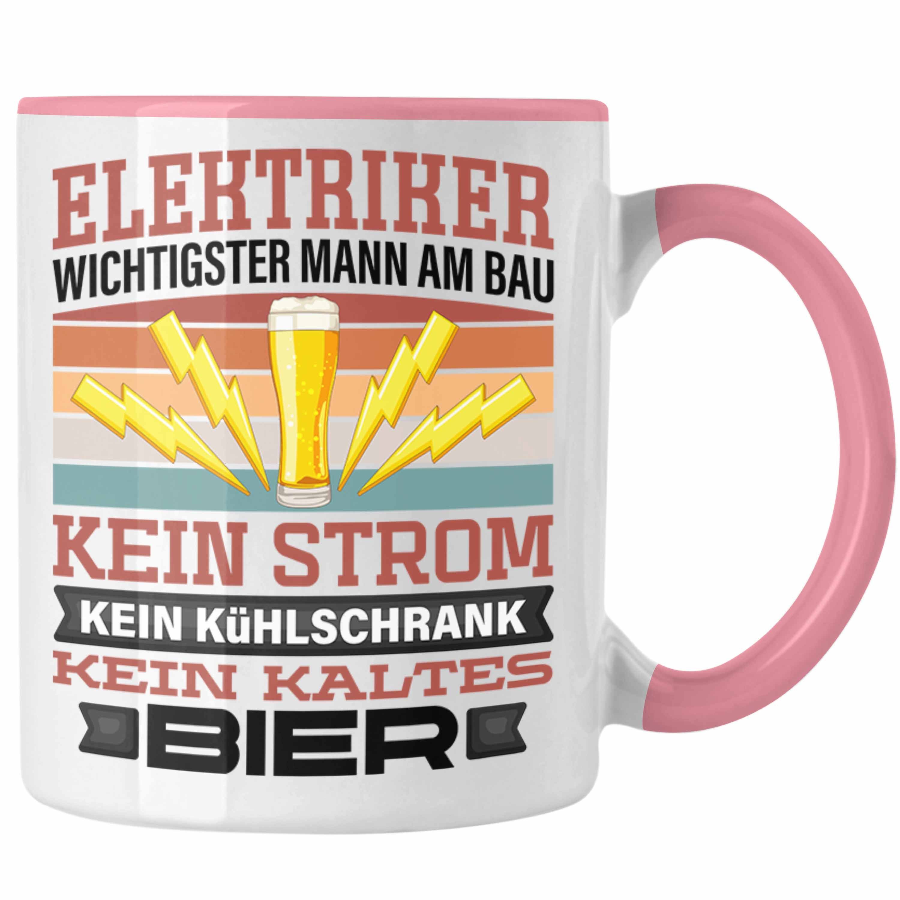 Trendation Tasse Elektriker Tasse Spruch Wichtigster Mann Am Bau Geschenkidee Elektrike Rosa