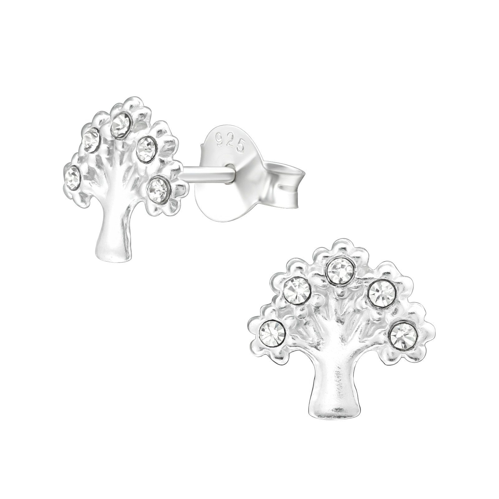 BUNGSA Ohrstecker-Set Ohrstecker Baum aus 925 Silber Damen (1 Paar (2 Stück), 2-tlg), Ohrschmuck Ohrringe