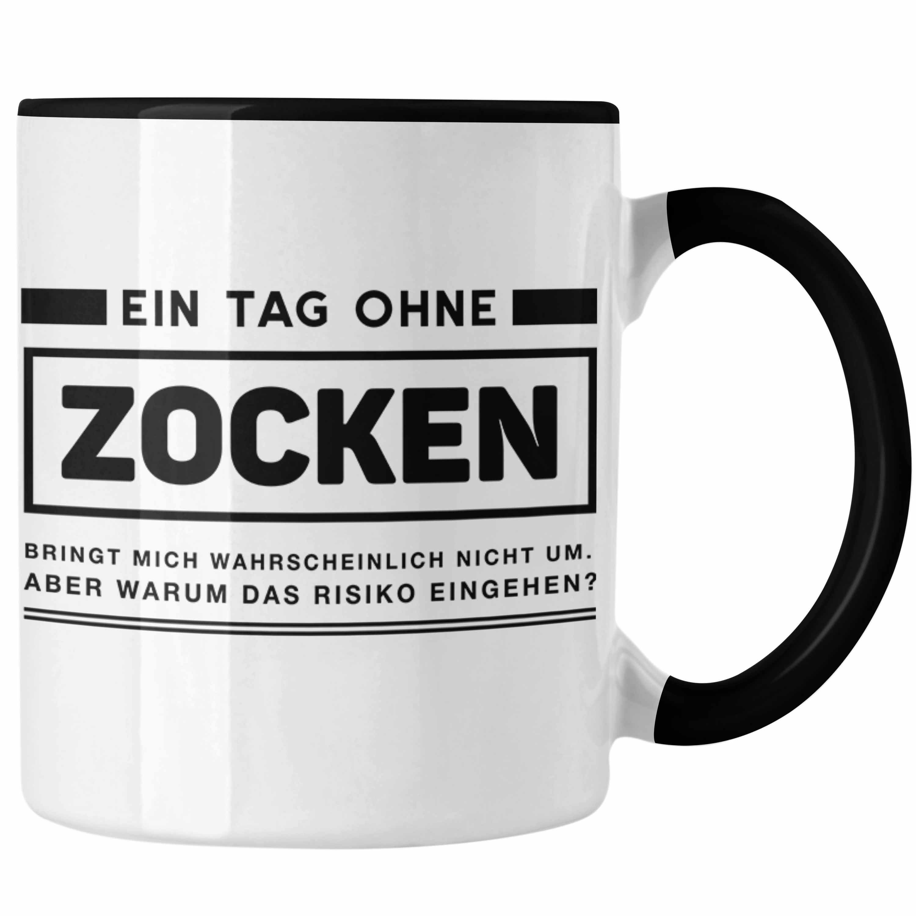 Tasse Trendation - Gamer Spruch Tasse Controller Geschenk - Ein Tag Zocken -