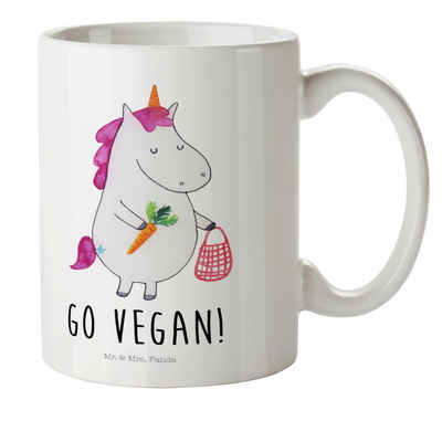 Mr. & Mrs. Panda Kinderbecher Einhorn Vegan - Weiß - Geschenk, Unicorn, Bruchfeste Tasse, Bruchsich, Kunststoff, Mikrowellenbeständig