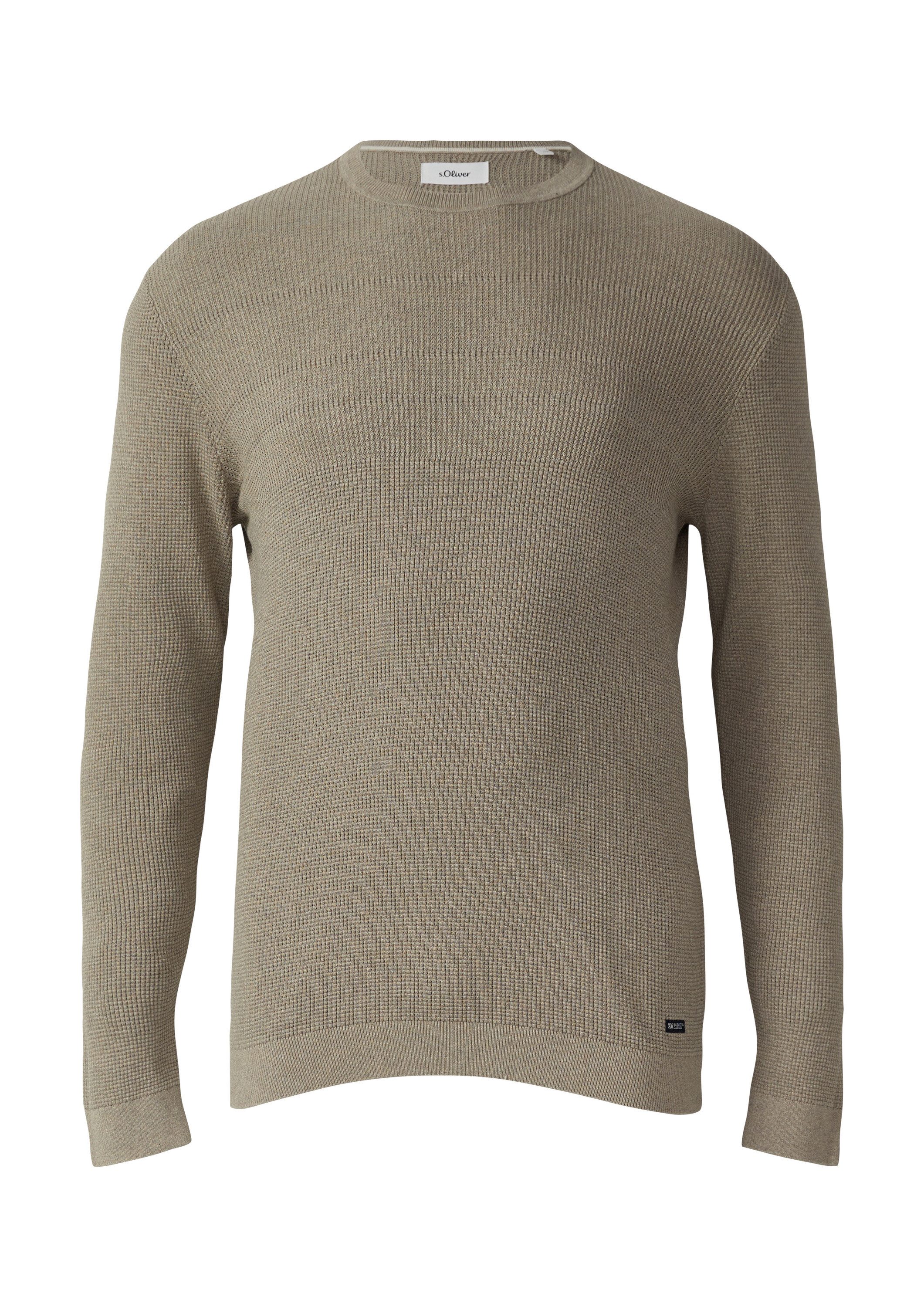 s.Oliver Longpullover Strickpullover Strukturmix-Pullover aus reiner Baumwolle