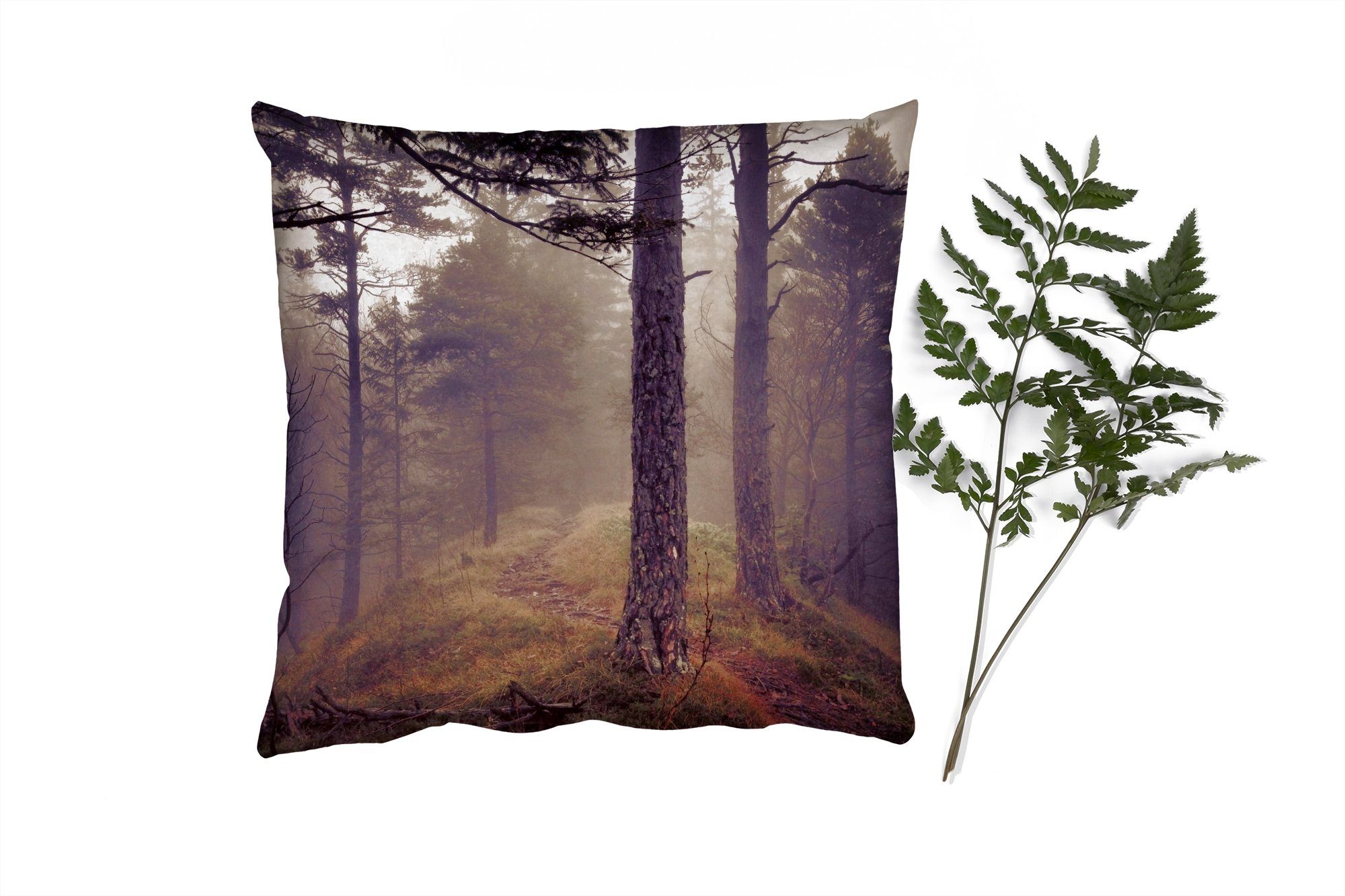 MuchoWow Dekokissen Nebel - Herbstdekoration Wald, Füllung Sofakissen Wohzimmer, Deko, Zierkissen Schlafzimmer, - mit für Natur 