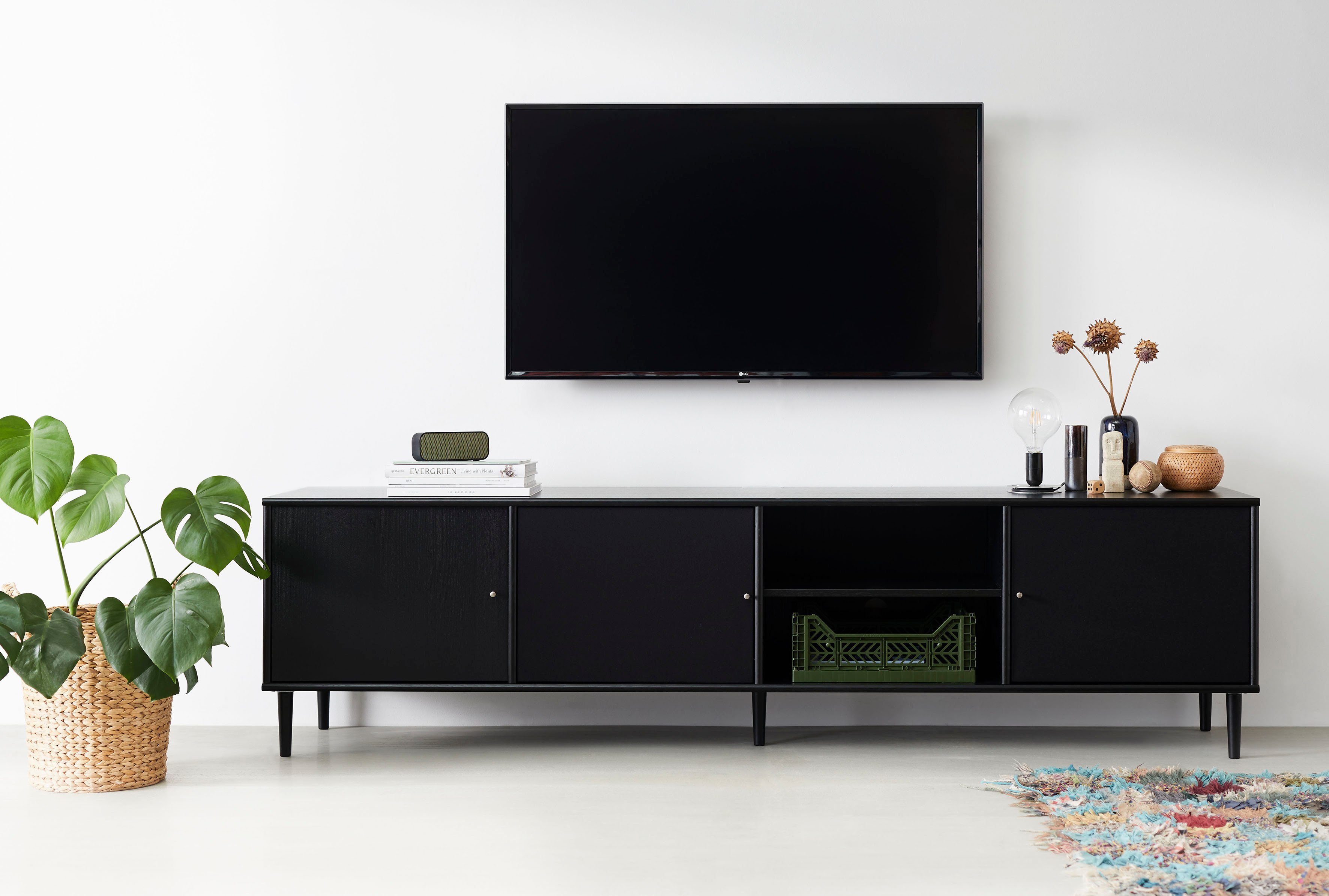 Hammel Furniture Media-Board »Mistral«, Tür mit Holzstruktur, zwei Türen  mit Akustikstoff, Breite: 214,9 cm
