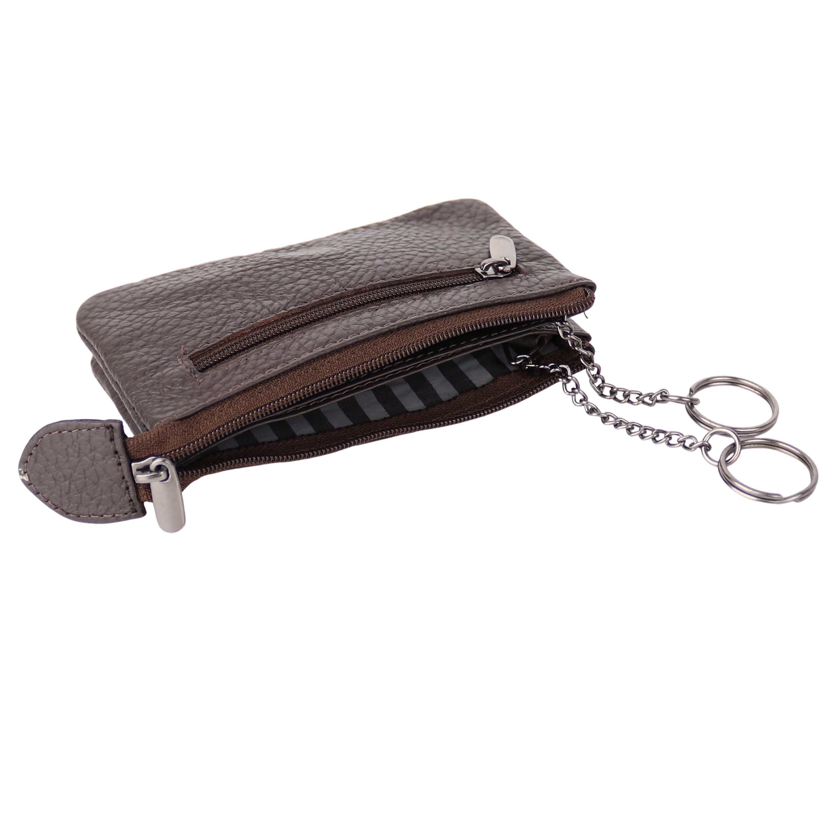 MIRROSI Schlüsseltasche UNISEX Echtleder mit zwei Fächern, 1 Steckfach, Schlüsseletui für Damen und Herren