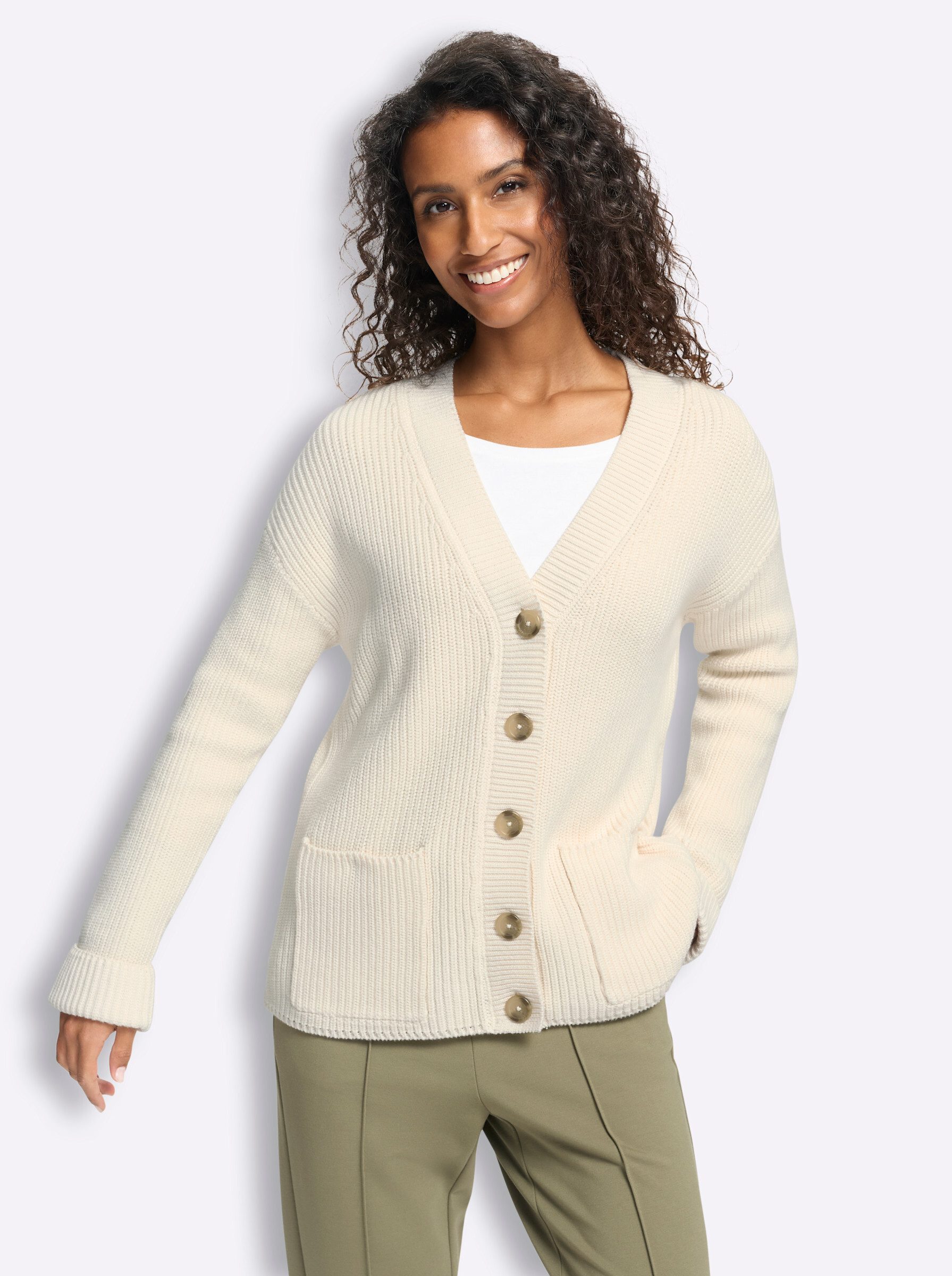 heine Strickjacke Strickjacke Langarm Ripp