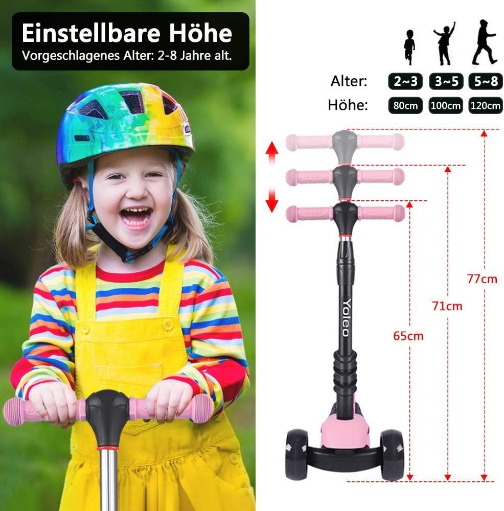BremToy Scooter 3 in 1 Kinder Roller Scooter mit Sitz LED Räder ab 2 Jahre