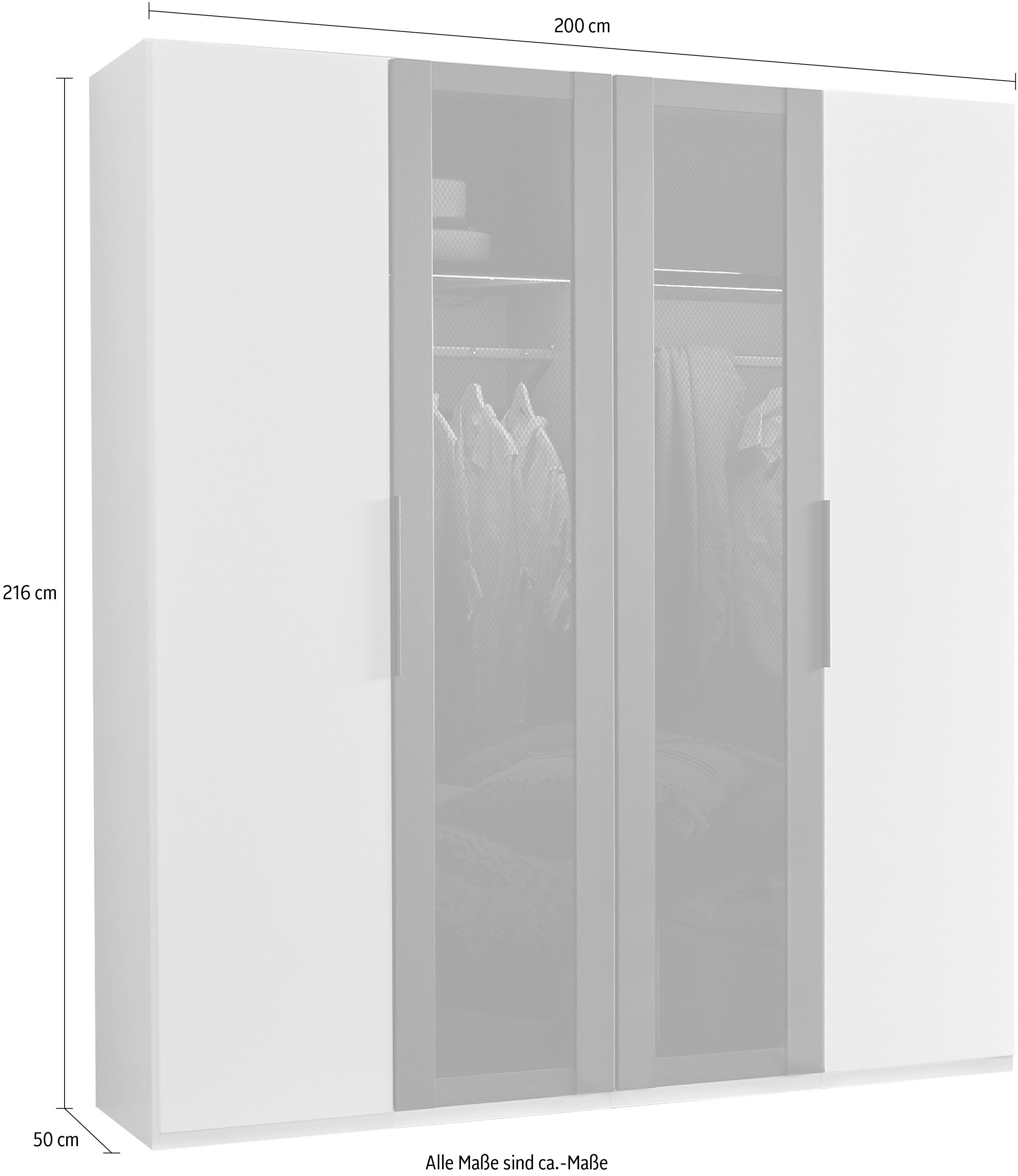 | im Siebdruck Graphit Drehtürenschrank grey Alicante Glas Go To Graphit/ mit Absetzung Graphit; Wabenglas Wabenoptik Fresh